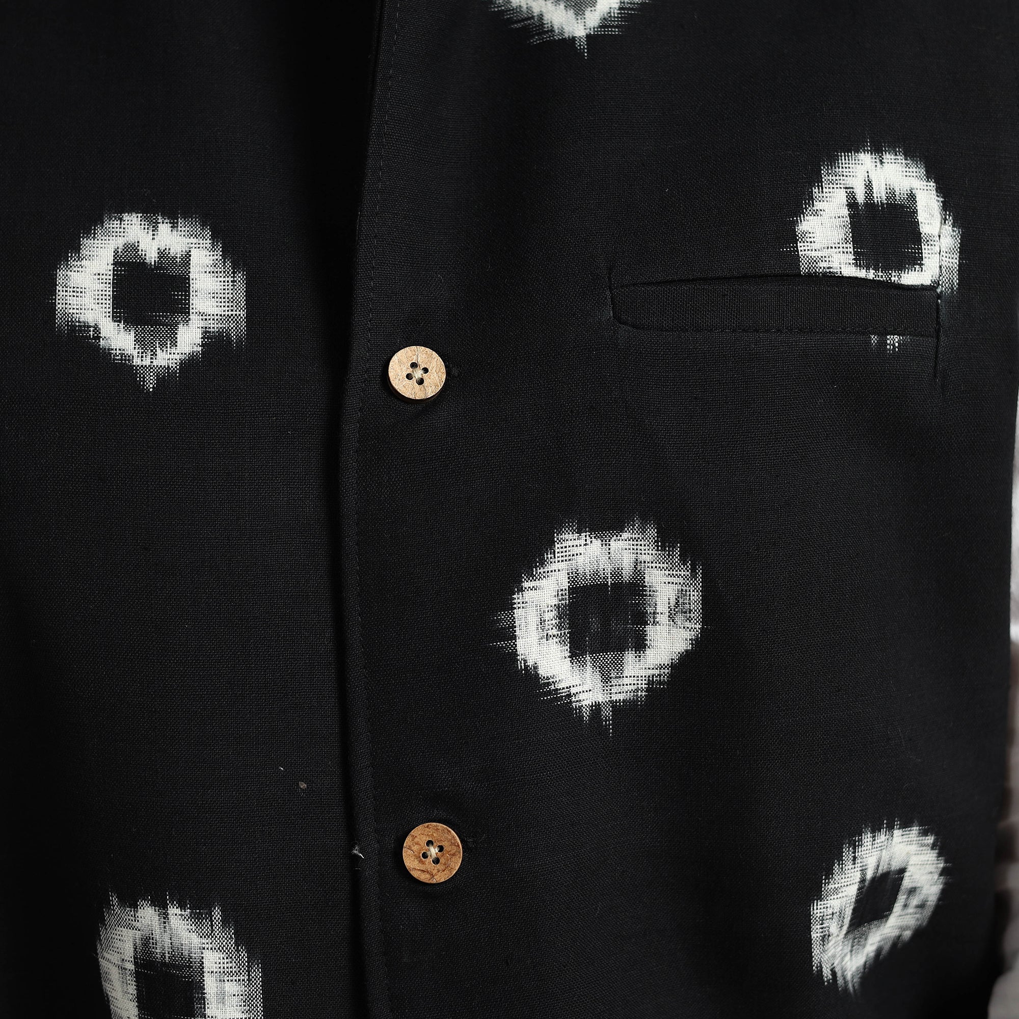 ITOKRI CASUALS Black - Pochampally Double Ikat Handloom Cotton Men Nehru Jacket 07 - view 7