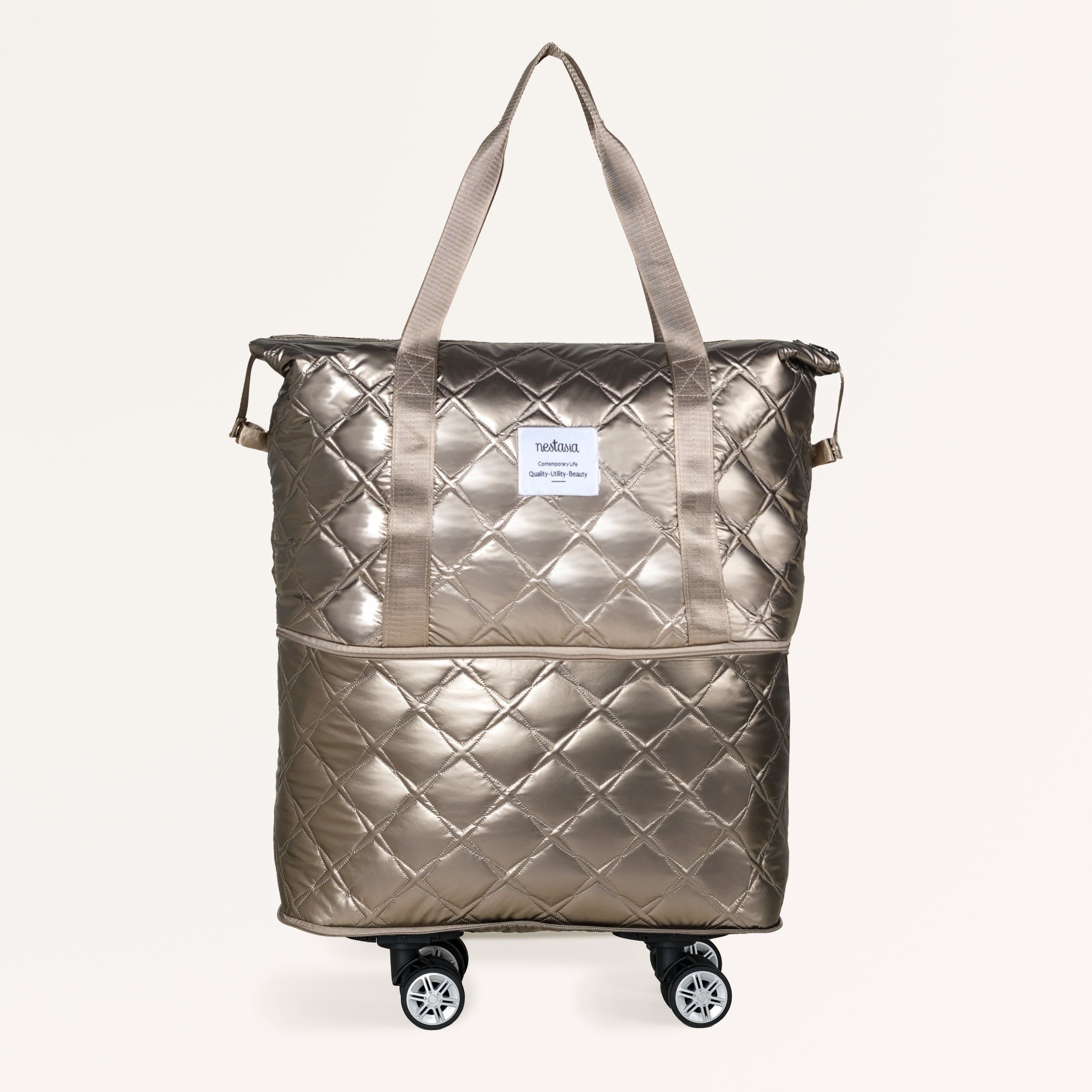 Nestasia Movo Expandable Bag With Detachable Wheels Metallic Brown