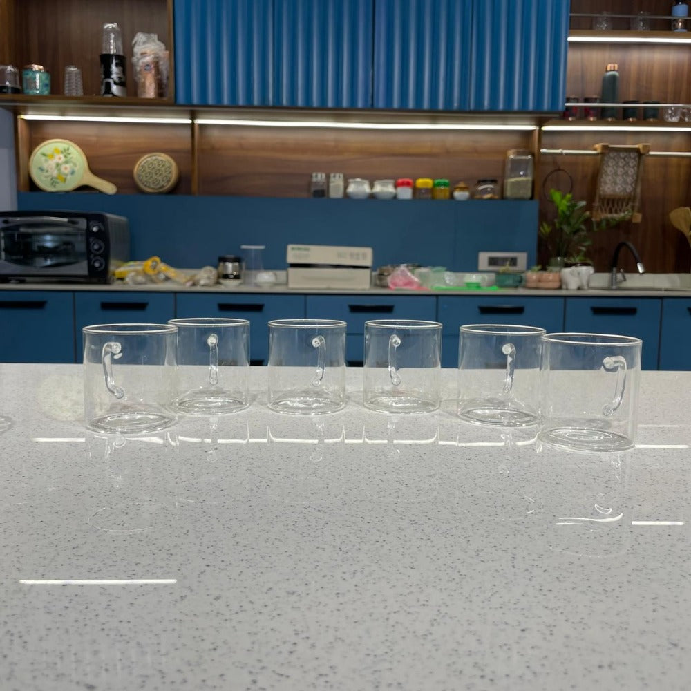 Borosil Grace Glass Tea set |Transparent | Set of 8 Pcs - view 2