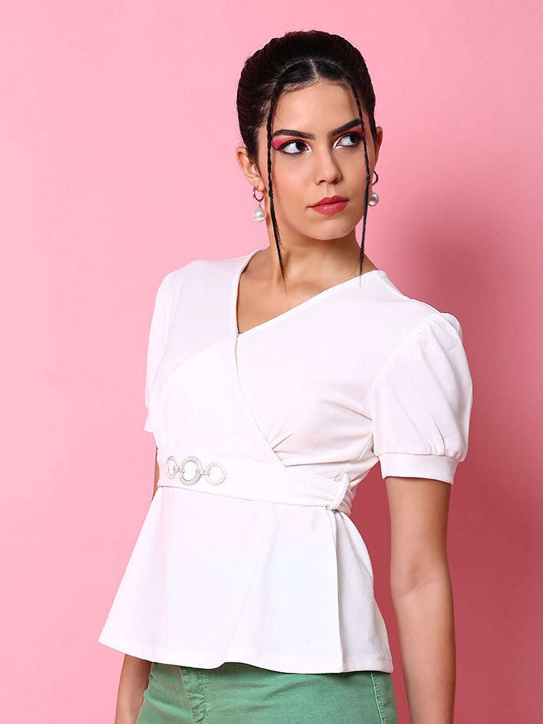 Freehand By The Indian Garage Co Women V Neck Peplum Top