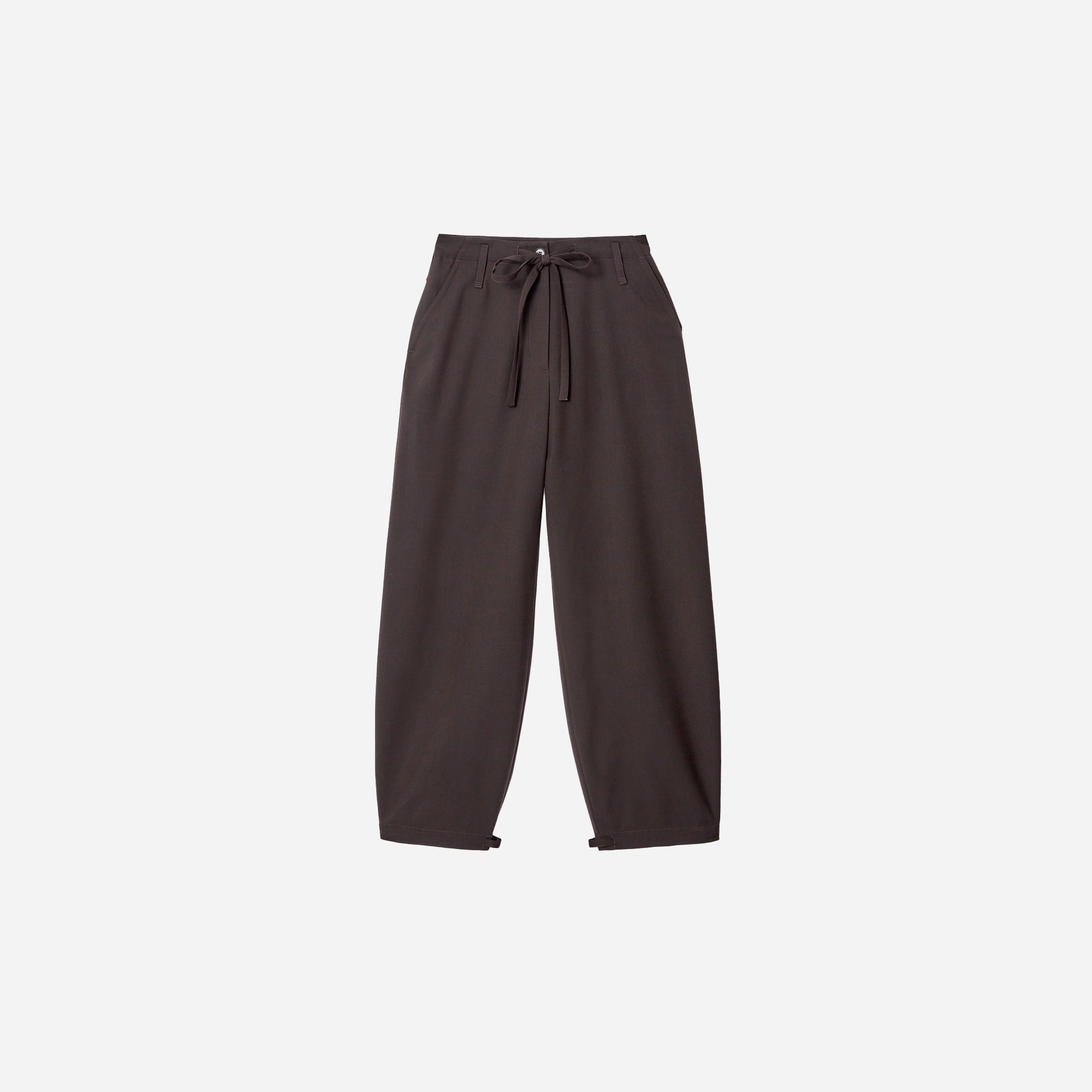 Cos Drawstring Twill Barrel-Leg Pants – Dark Brown