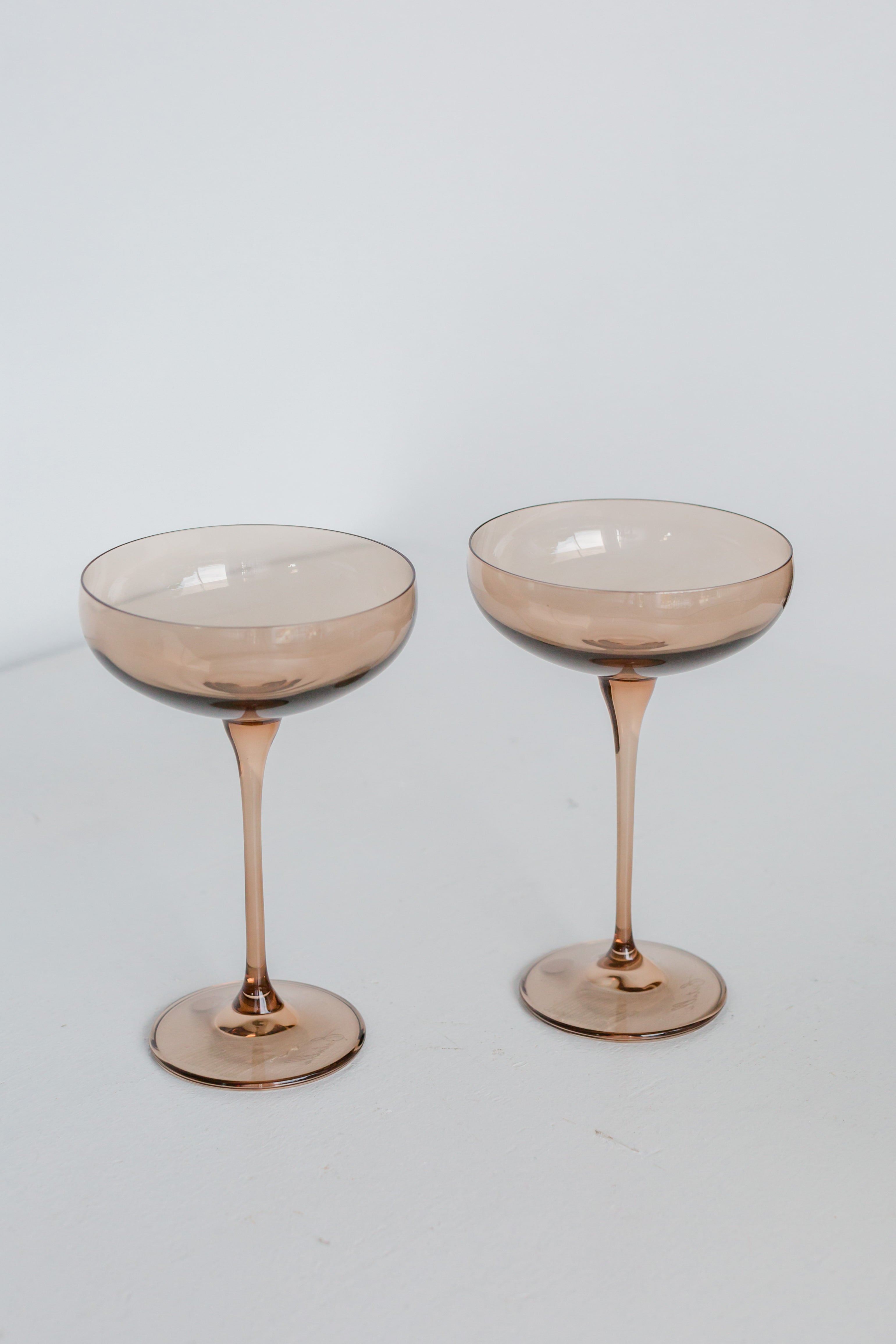 Estelle Colored Glass Estelle Colored Champagne Coupe Stemware - Set of 2 {Mocha Mousse (Our Amber Smoke)} - view 2