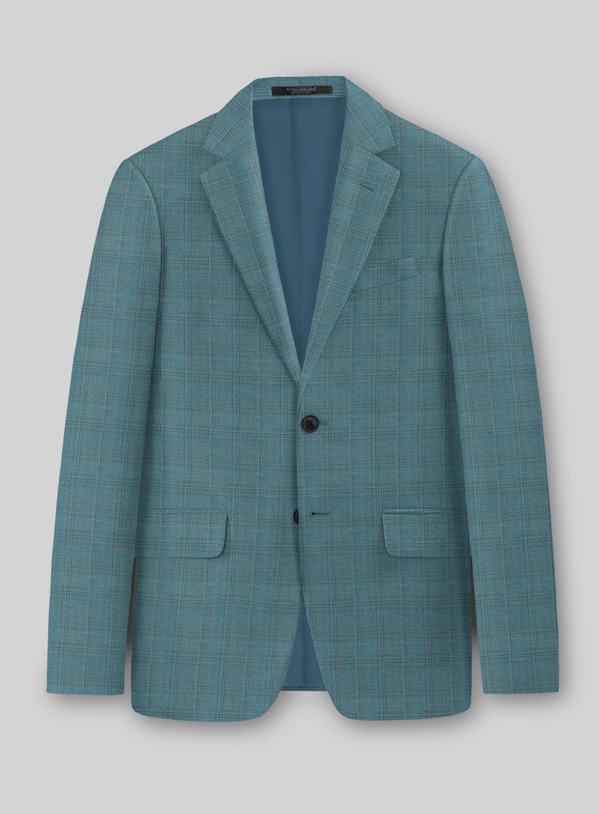 StudioSuits Napolean Gisde Glen Light Blue Wool Jacket