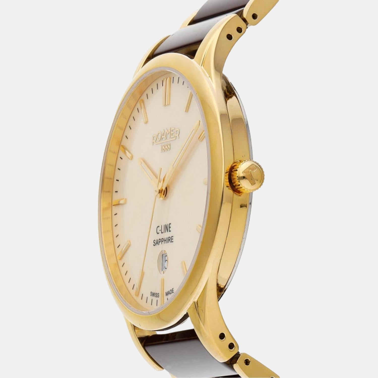 Roamer C-Line Men Quartz Gold Dial Analog Stainless Steel Watch 658833 48 35 63 - view 2