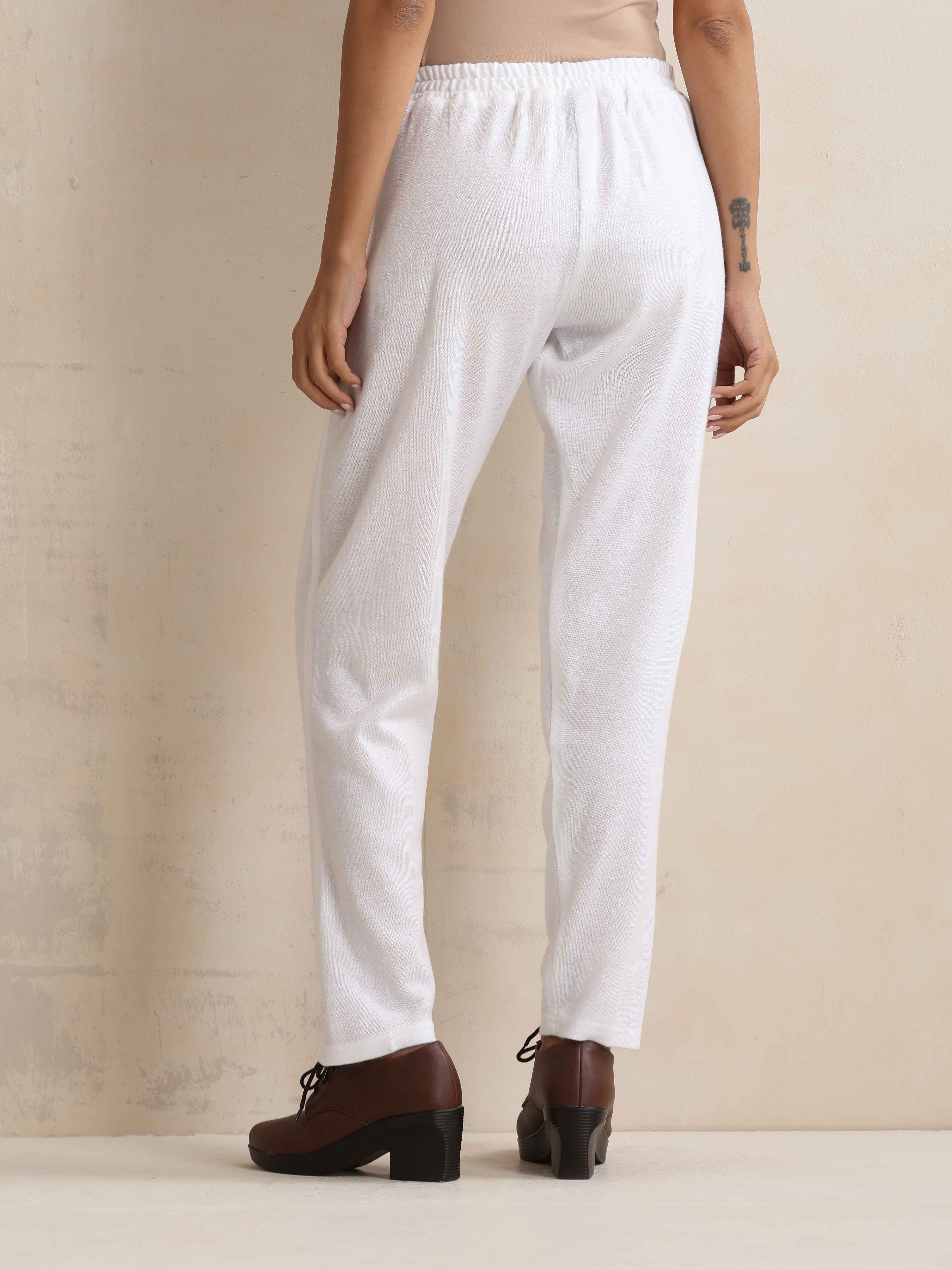 trueBrowns White Woollen Pants - view 5