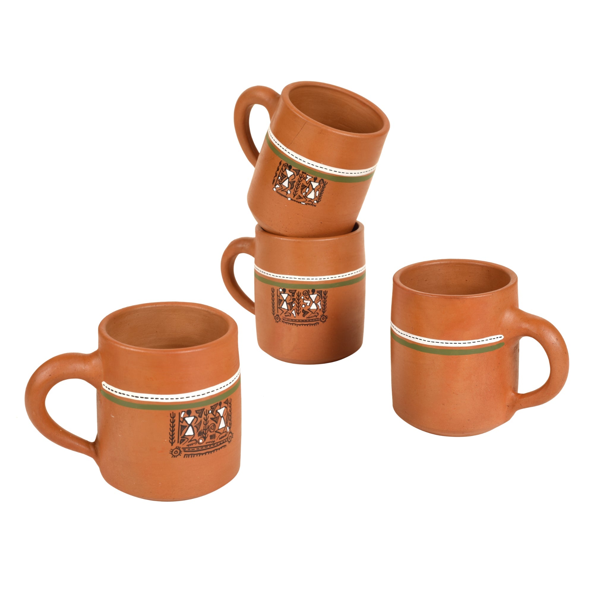 ART CREATIONS BY SUMAN SONTHALIA Brown - Knosh-A Earthen Cups with Tribal Motifs (Set of 4) - view 2