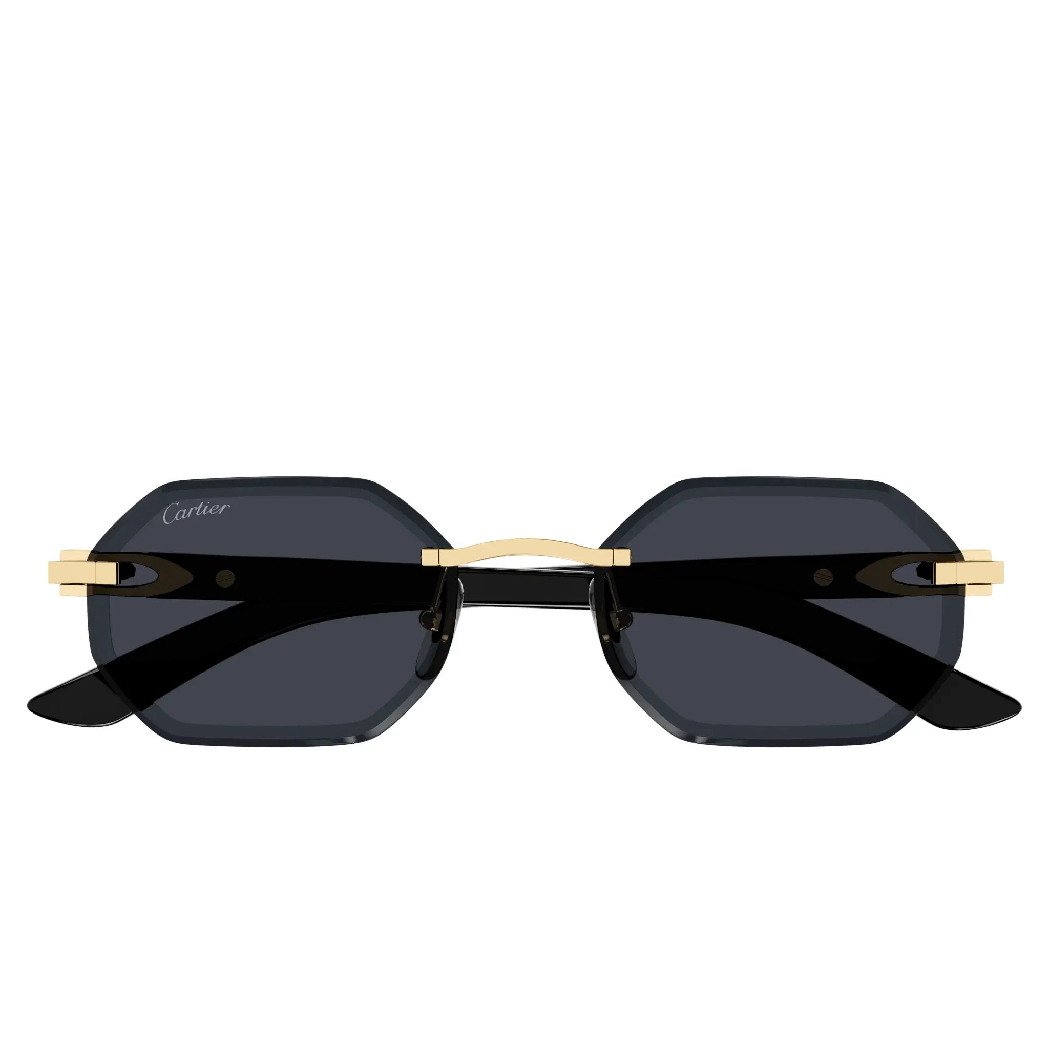 Cartier Eyewear CT0439S-001 Gold Grey Rimless Sunglasses