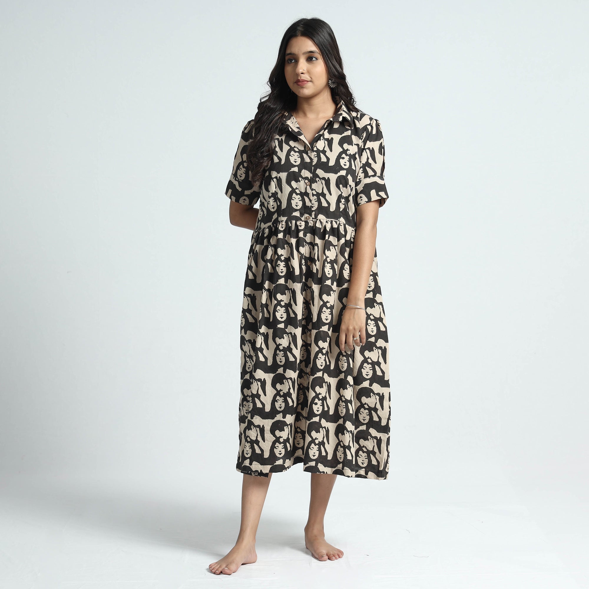 ITOKRI CASUALS Black - Bindaas Art Block Printed Cotton Dress - view 2