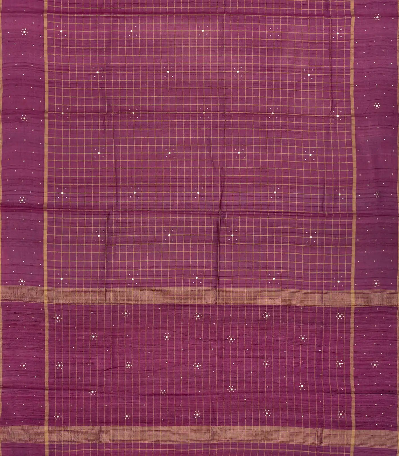RmKV Purple Handloom Tussar Silk Saree With Printed Floral Vine Motifs-Purple - view 2