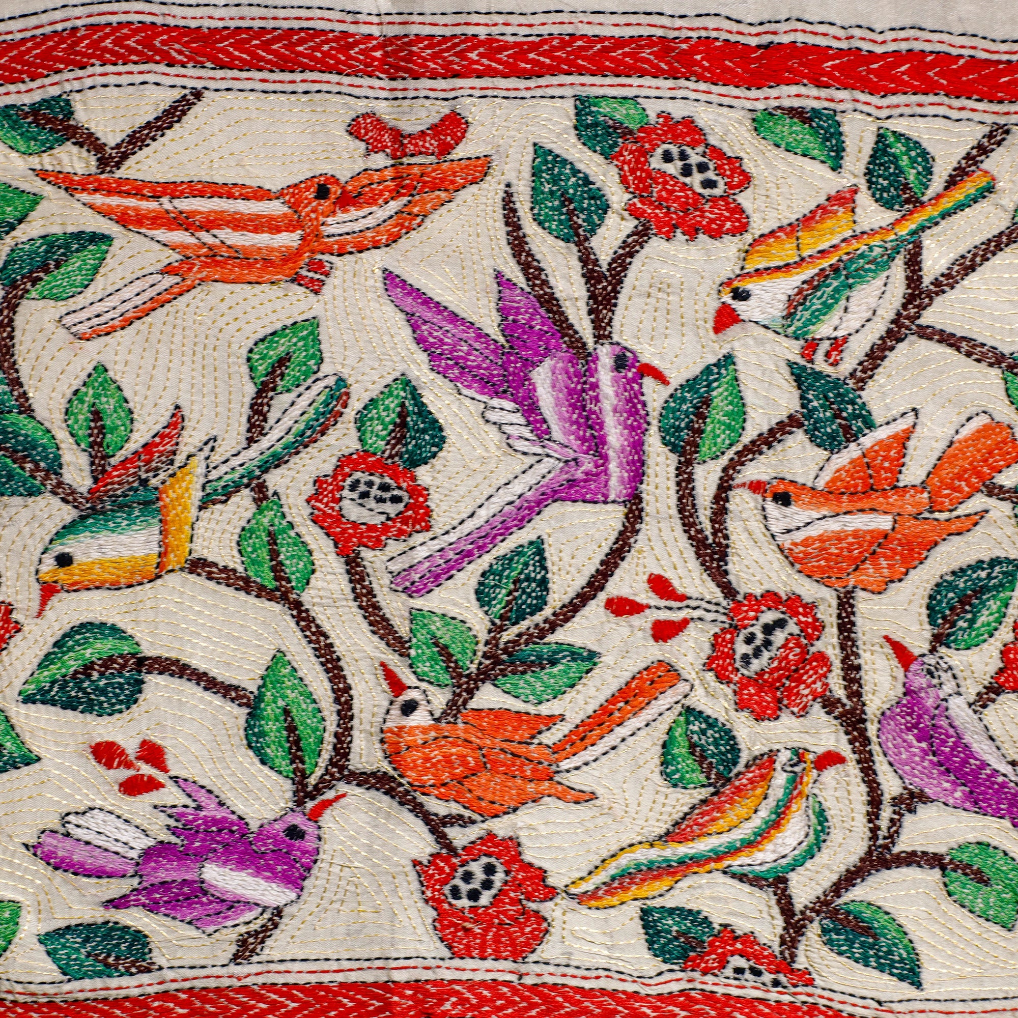 KHUSHBASH - HAPPY LOOM OF EAST Bengal Kantha Hand Embroidery Cotton Wall Hanging (15 x 19 in) 14 - view 2