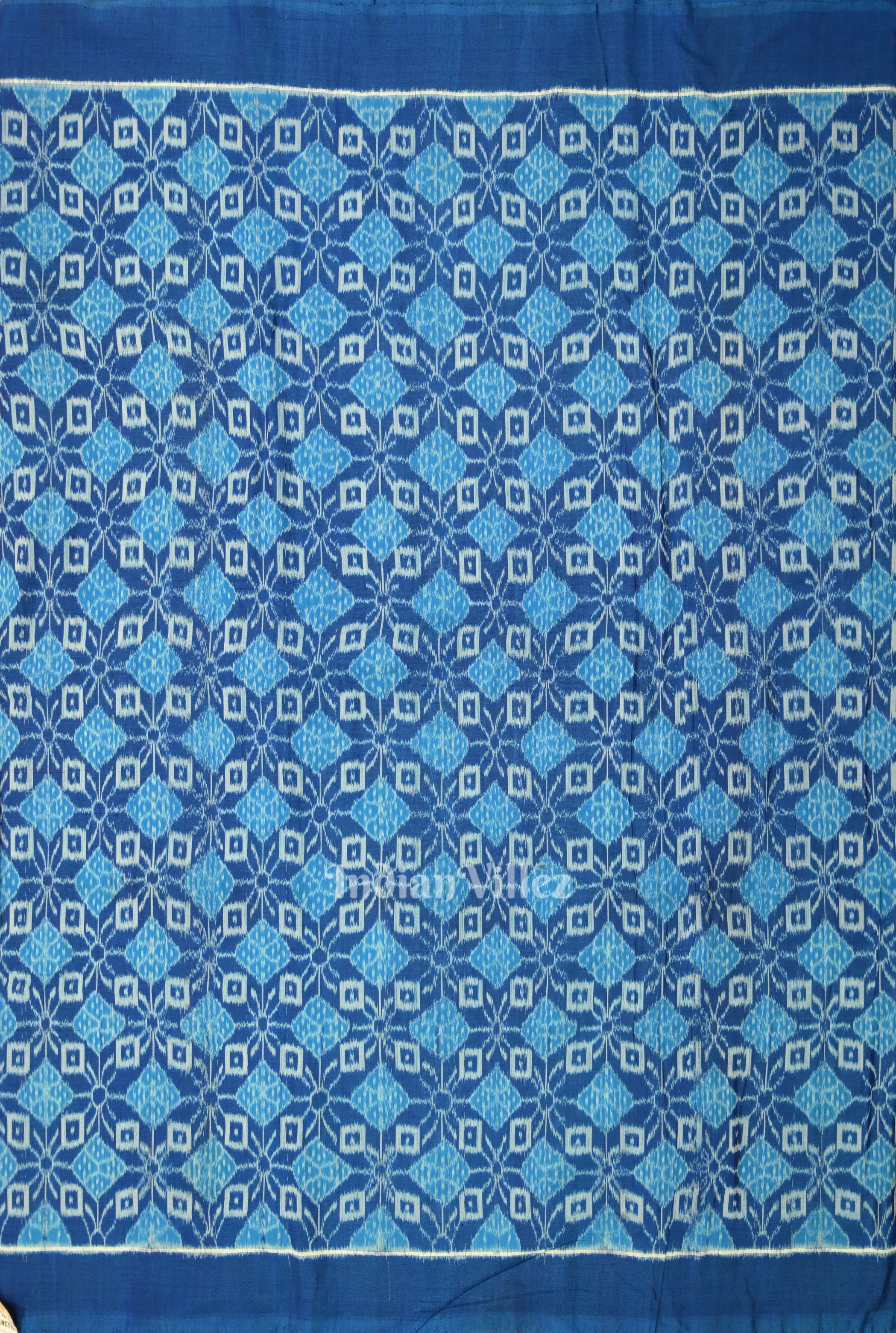 IndianVillèz Blue Pasapali Sambalpuri Odisha Ikat Cotton Fabric - view 3