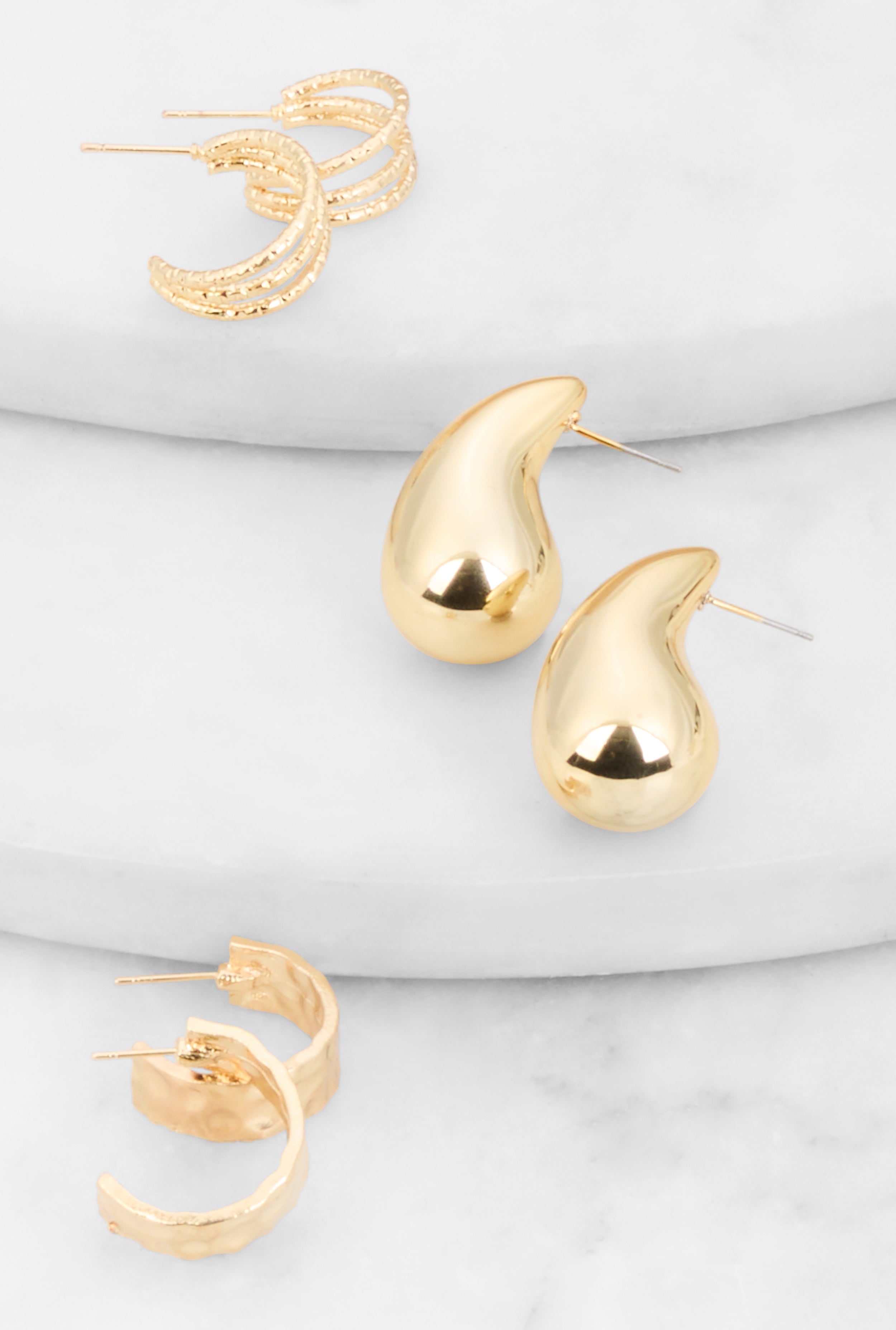 Rainbow Shops Metallic Earrings Set of 3 – Women's