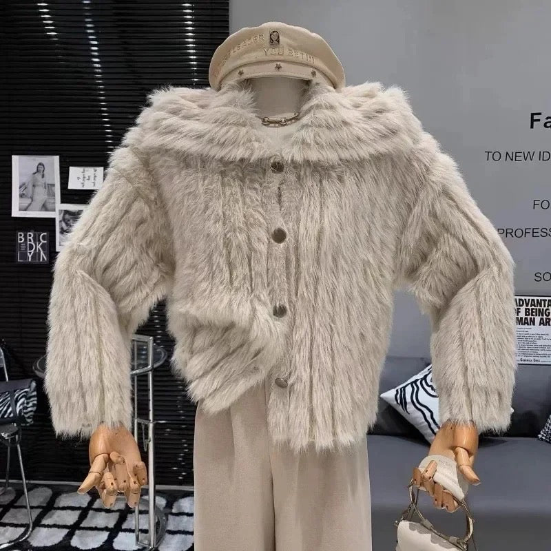 Alamode By Akanksha Kaya Cute Woolen Fur Sweater with Buttons - view 3