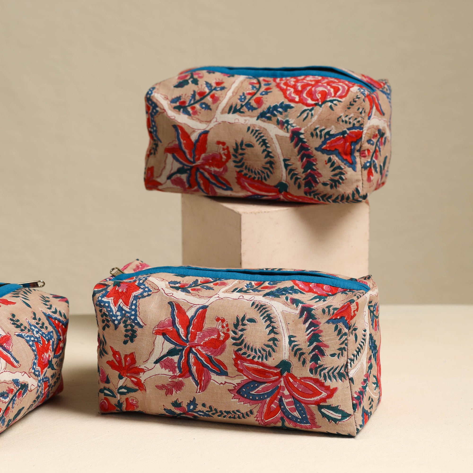 NOORI BAZAR Beige - Handmade Cotton Toiletry Bags (Set of 3) 18 - view 3