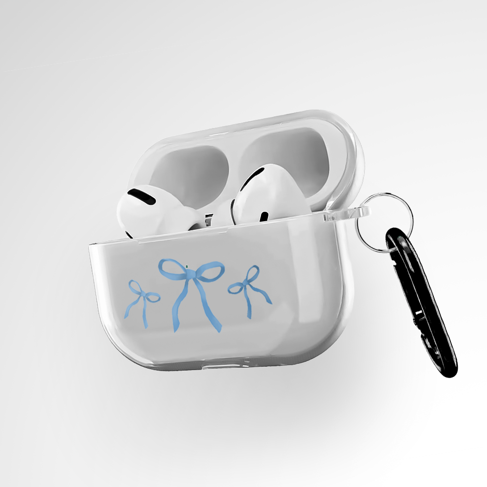 Cover It Up Aesthetic Blue Bow Clear Airpods Pro 2 Case Covers - view 3