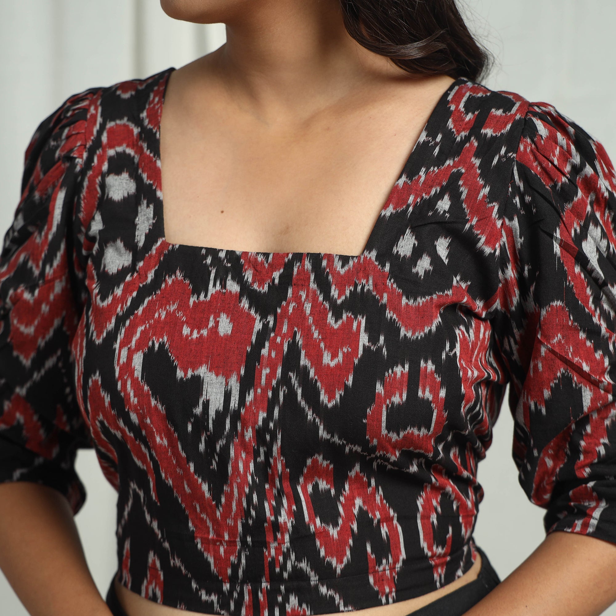 ITOKRI CASUALS Black - Handloom Cotton Central Asian Pochampally Ikat Crop Top 10 - view 4