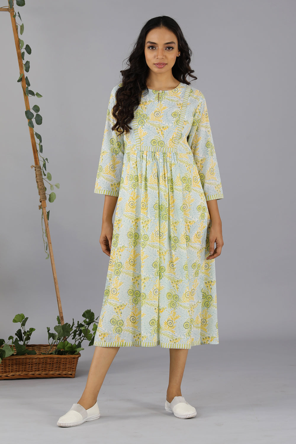 Kalanjali Ethnics Handblock printed gathered dress