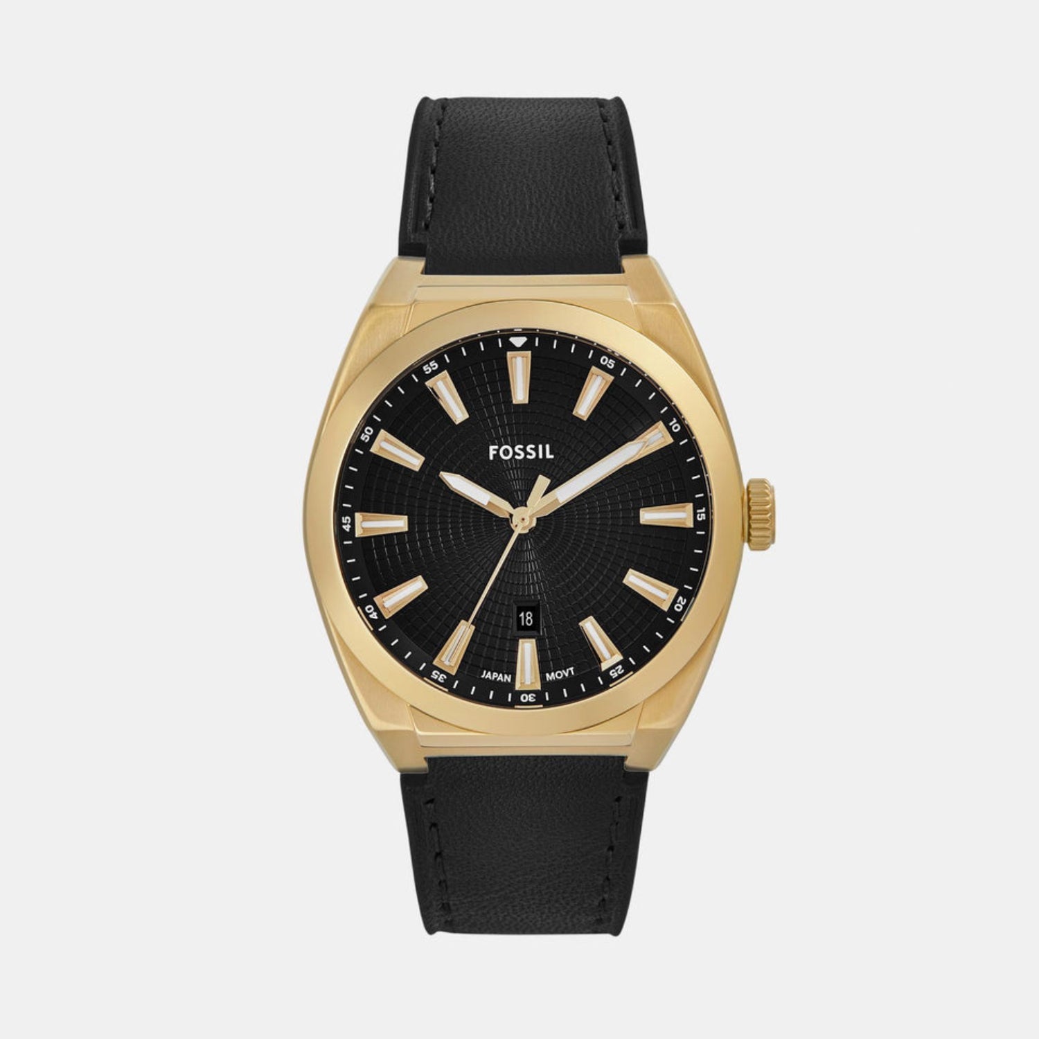 Fossil Everett Men Quartz Black Dial Analog Leather Watch FS6089