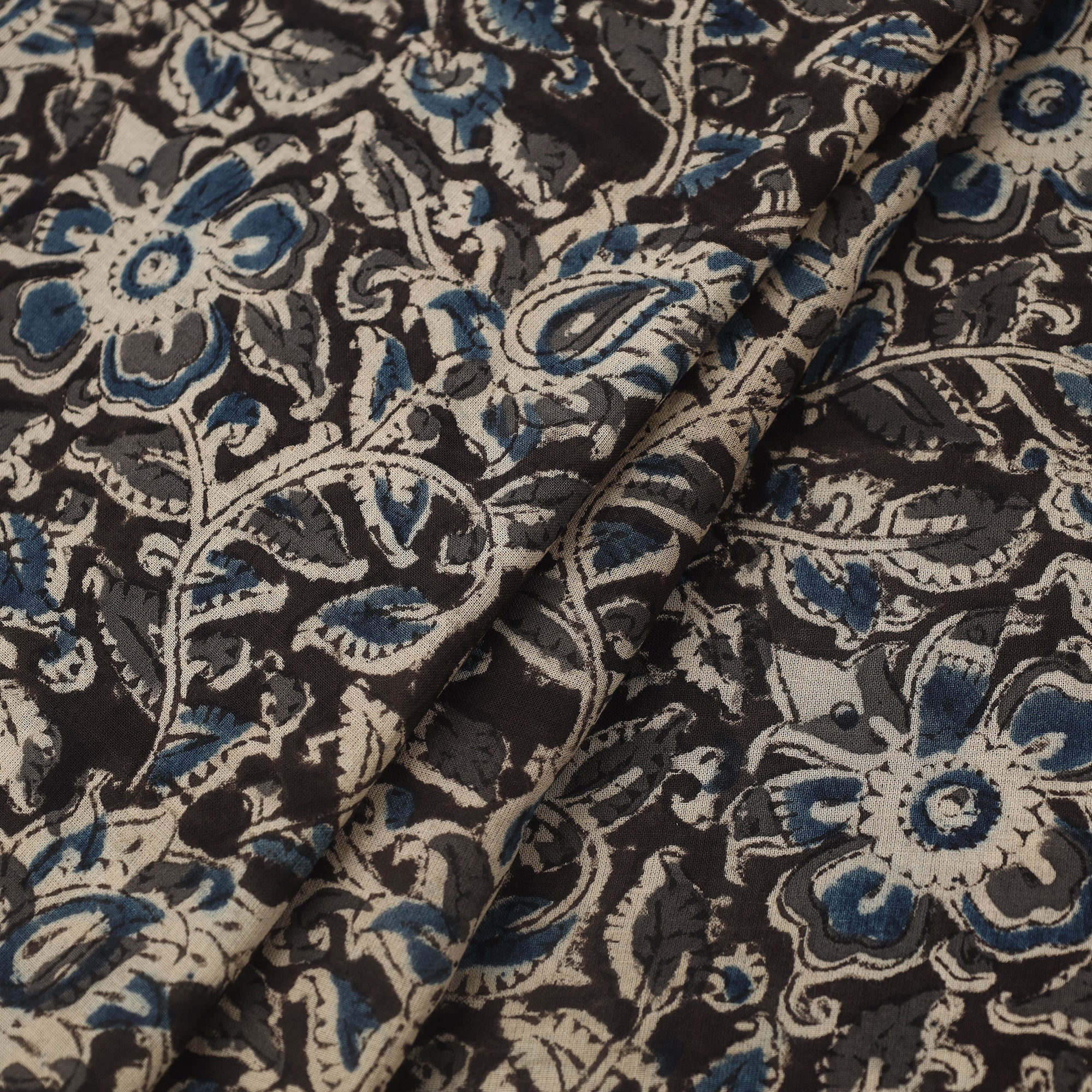 VENKATA BHANU KALAMKARI PEDANA Black - Pedana Hand Block Print Mul Cotton Kalamkari Fabric 19 - view 2