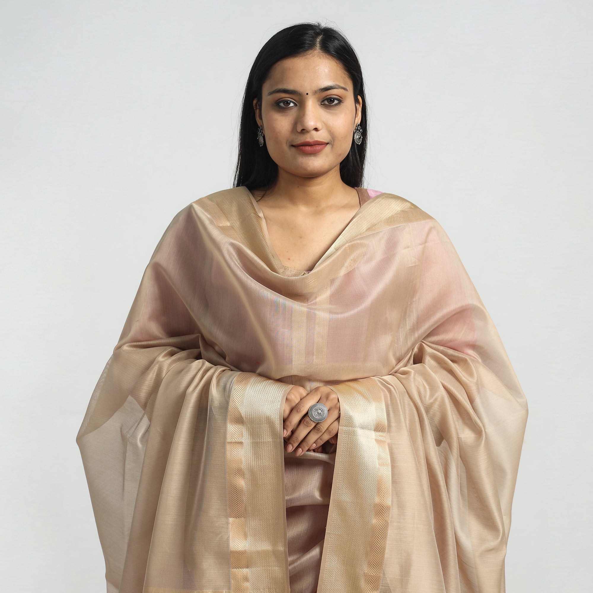 ITOKRI CASUALS Purple -Traditional Maheshwari Handloom Silk Cotton Kurta with Dupatta Set - view 3