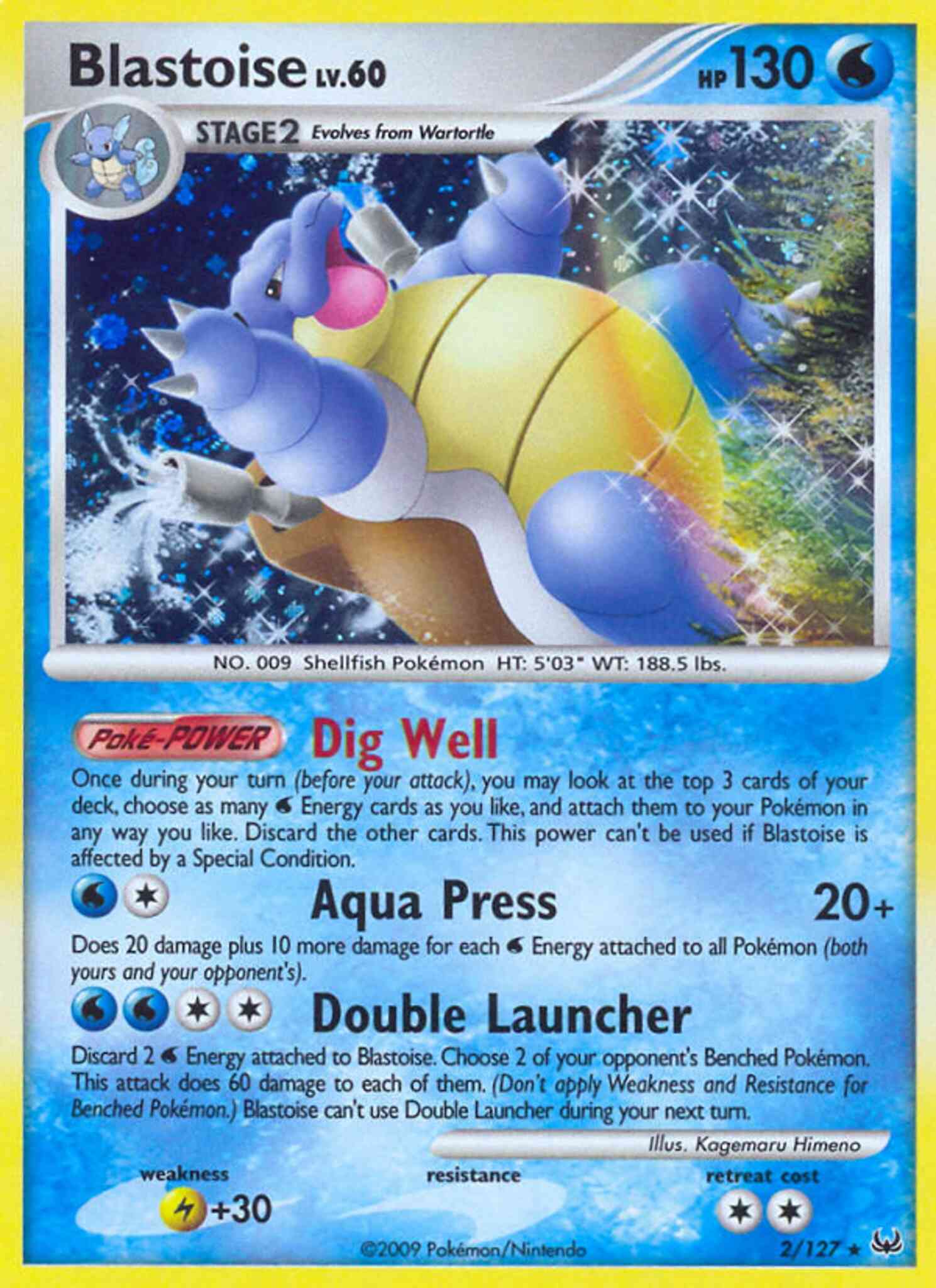 Rare holo pl1-2 – Pokémon Blastoise - 2/127 - Rare Holo [pl1-2] [Reverse Holo]