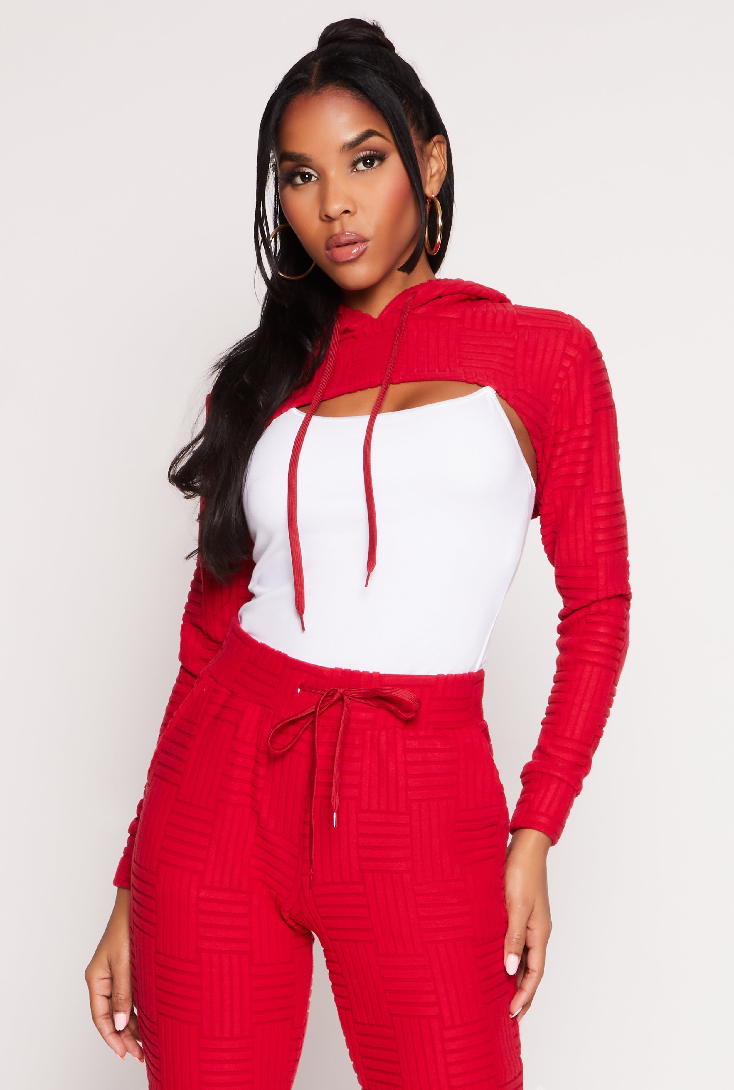 Rainbow Shops Geometric Patterned Shrug Sweatshirt