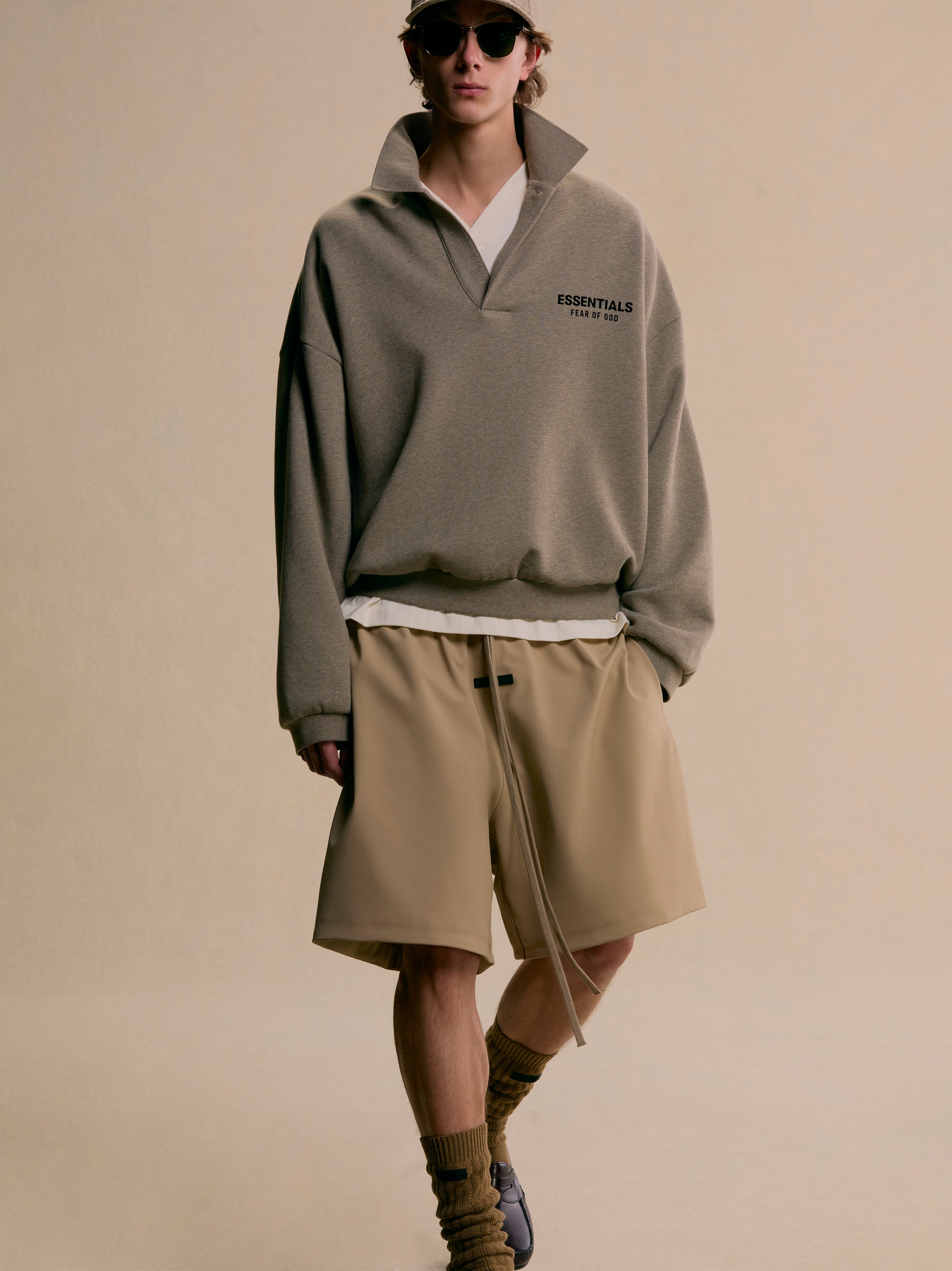 ESSENTIALS Fleece Polo – Black - view 3