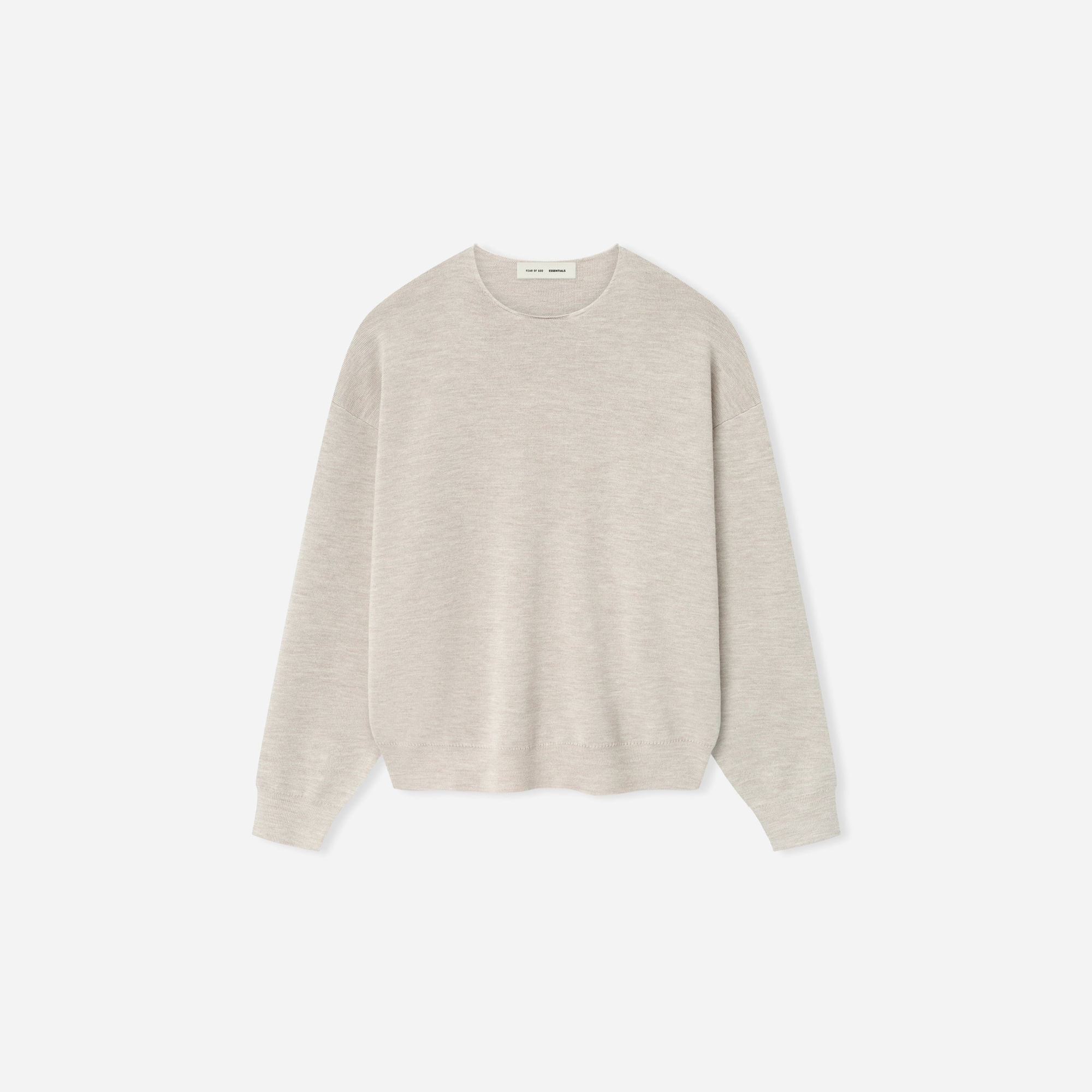 Fear Of God Essentials SS25 Merino Crewneck Sweater- Heather Stone