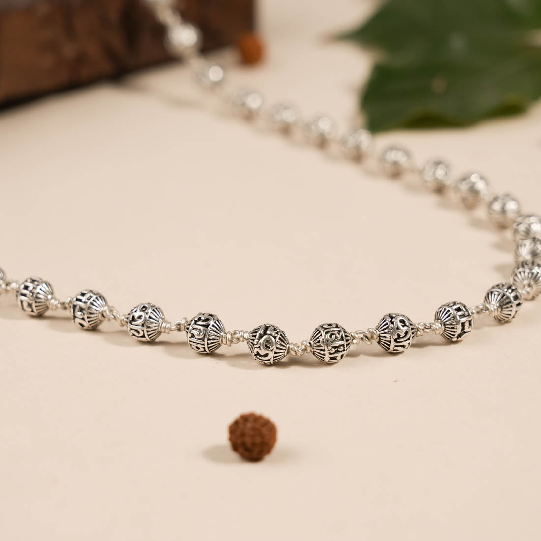 Prinjal Jewellers Om Namah Shivay Silver Beads Mala