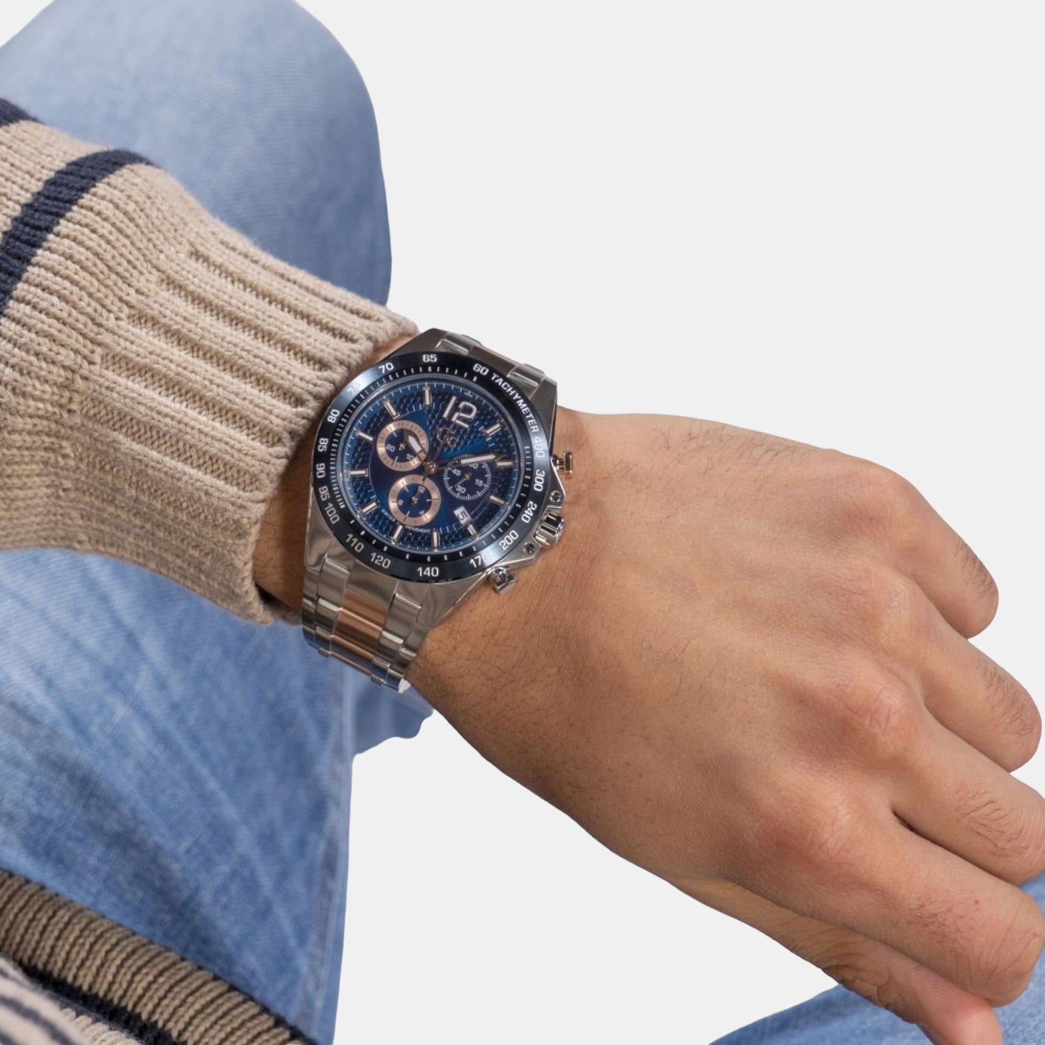 GC Audacious Chrono Men Quartz Blue Dial Chronograph Stainless Steel Watch Z07004G7MF - view 4
