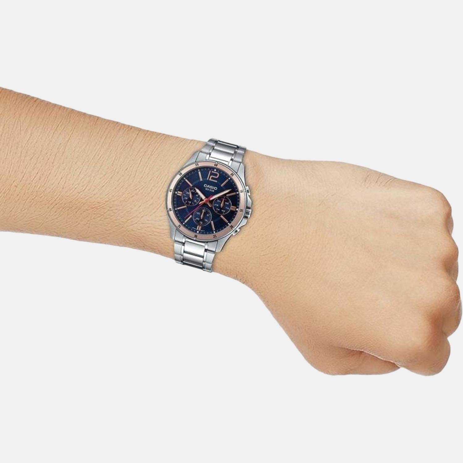 Casio Enticer Men Quartz Blue Dial Chronograph Stainless Steel Watch A1885 - view 5