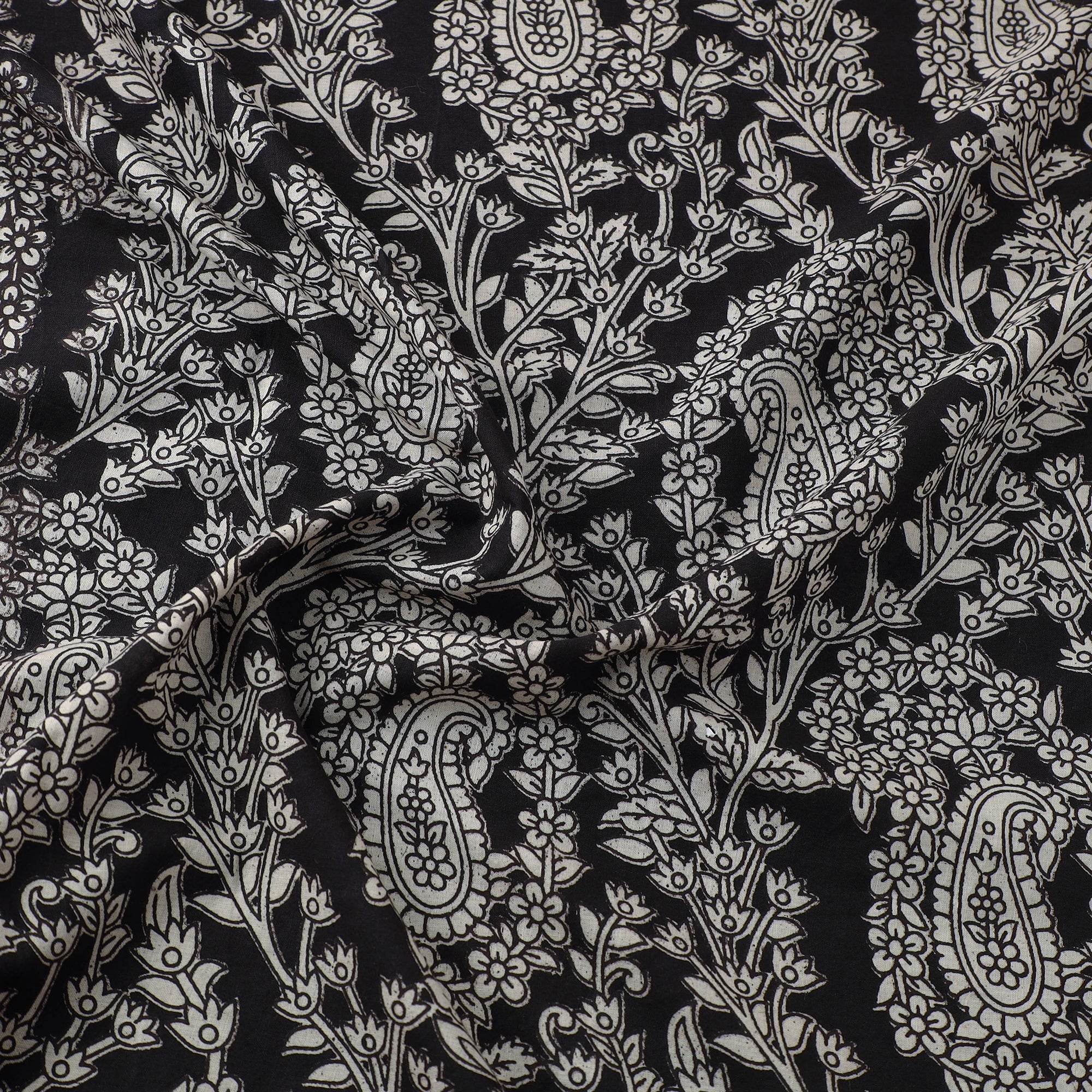 SOUTH KARGHA Black - Cotton Kalamkari Print Fabric 10 - view 3