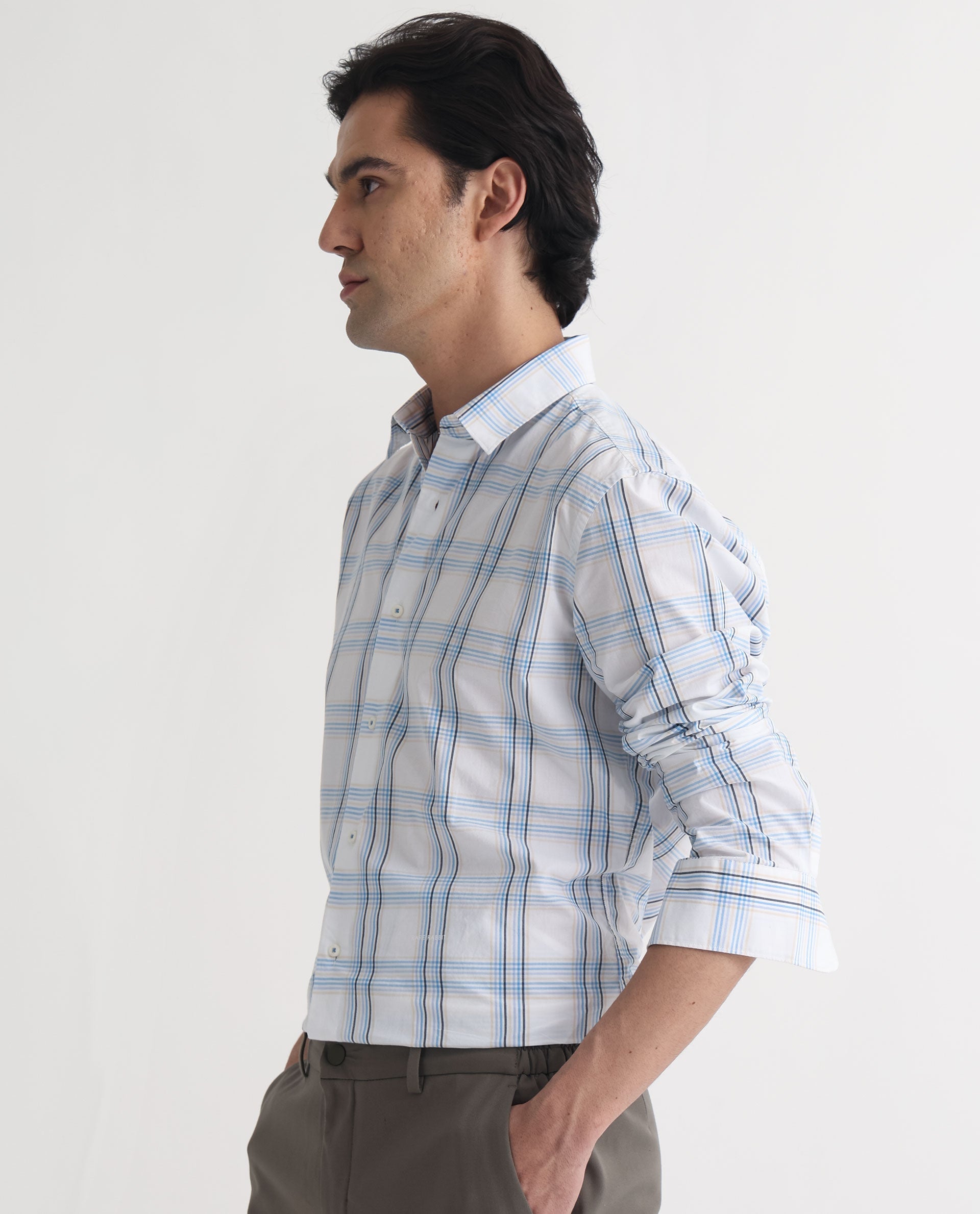Rare Rabbit Men's Turvo White Cotton Fabric Full Sleeves Checks Shirt - view 3