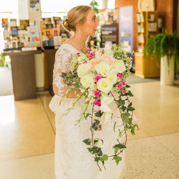 fiftyflowers.com Blush and White Chapel Wedding