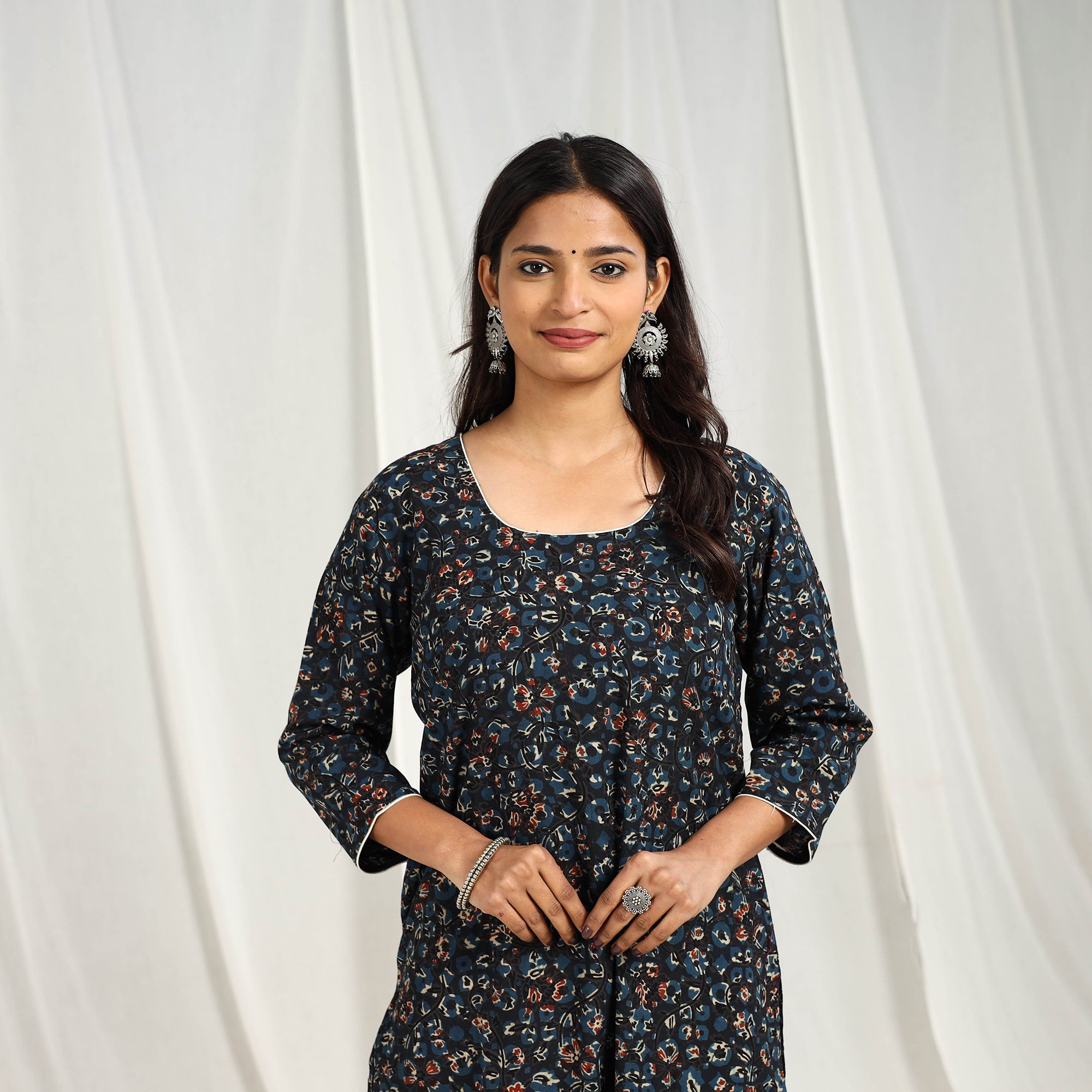 ITOKRI CASUALS Blue - Block Printed Cotton Straight Ajrakh Kurta 11