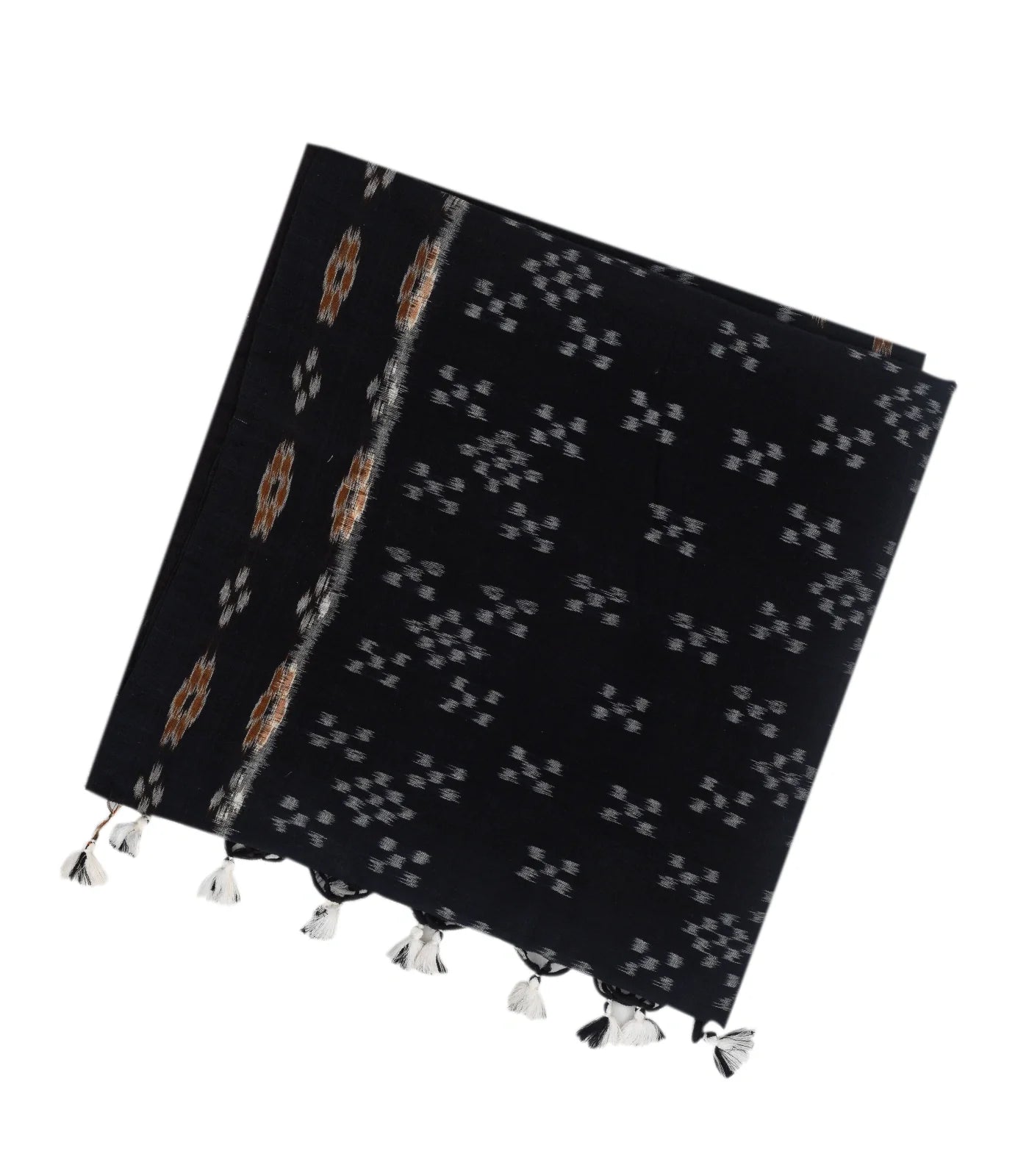 RmKV Black Handloom Orissa Cotton Saree With Tie & Dye Diamond Motifs