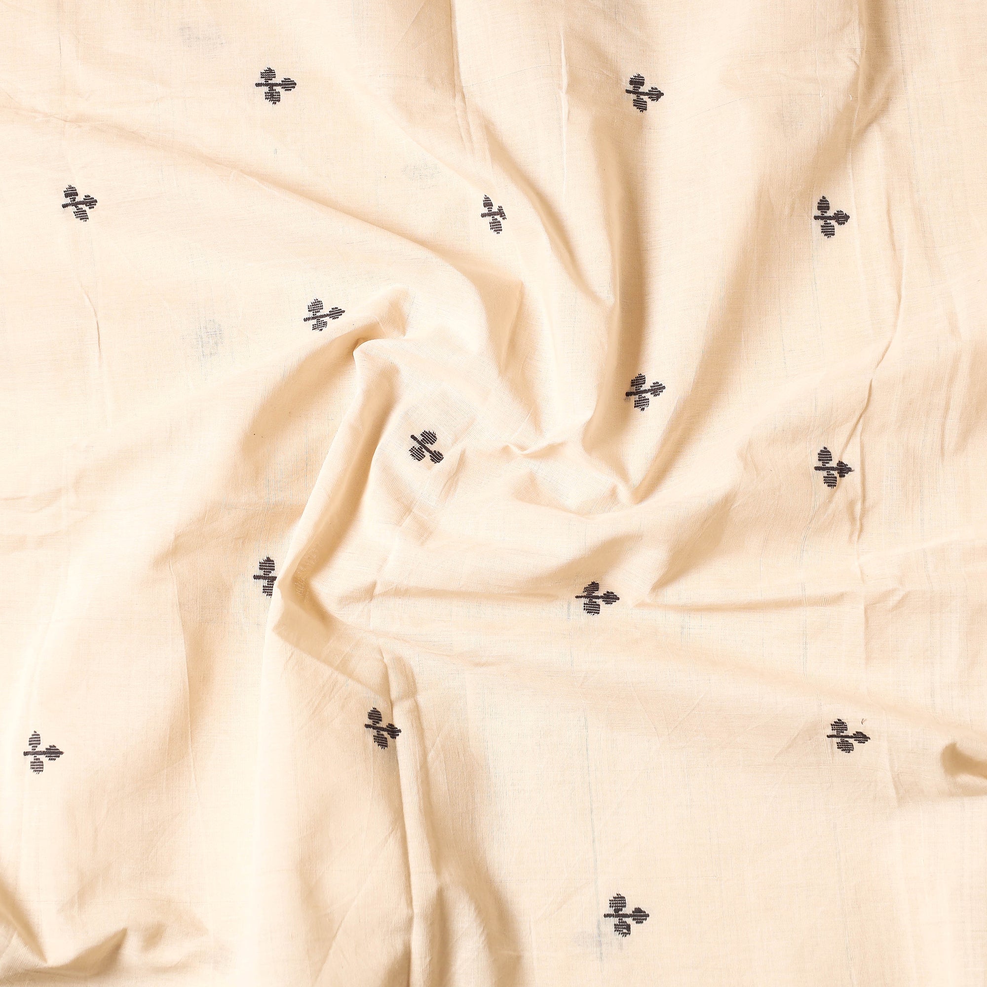 CREYO Beige - Godavari Jamdani Buti Pure Handloom Cotton Precut Fabric (1.9 Meter) - view 2