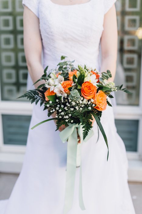 fiftyflowers.com Mint and Tangerine Modern Wedding - view 2