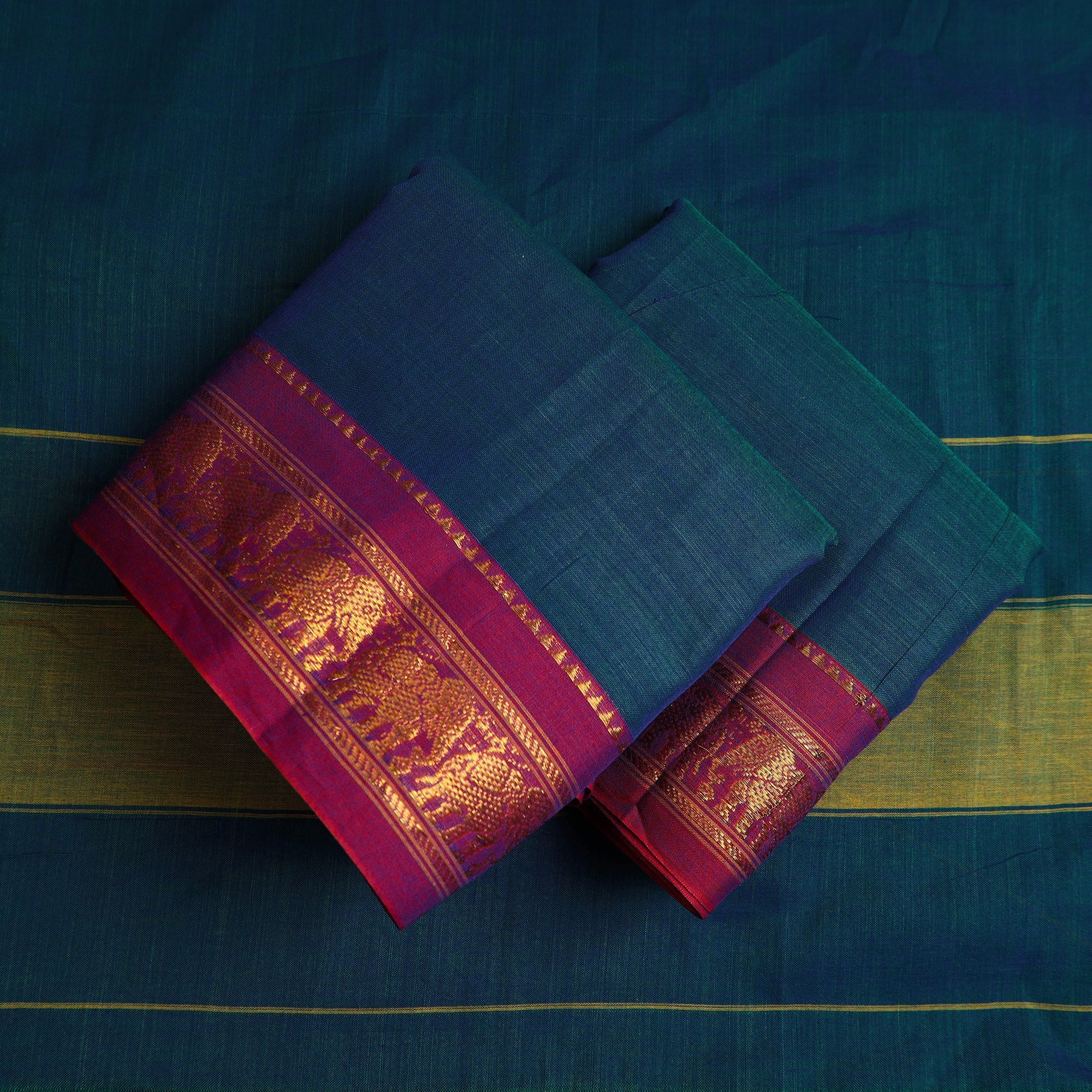 SOUTH KARGHA Blue - 3pc Mercerised Cotton Dharwad Dress Material 41 - view 2