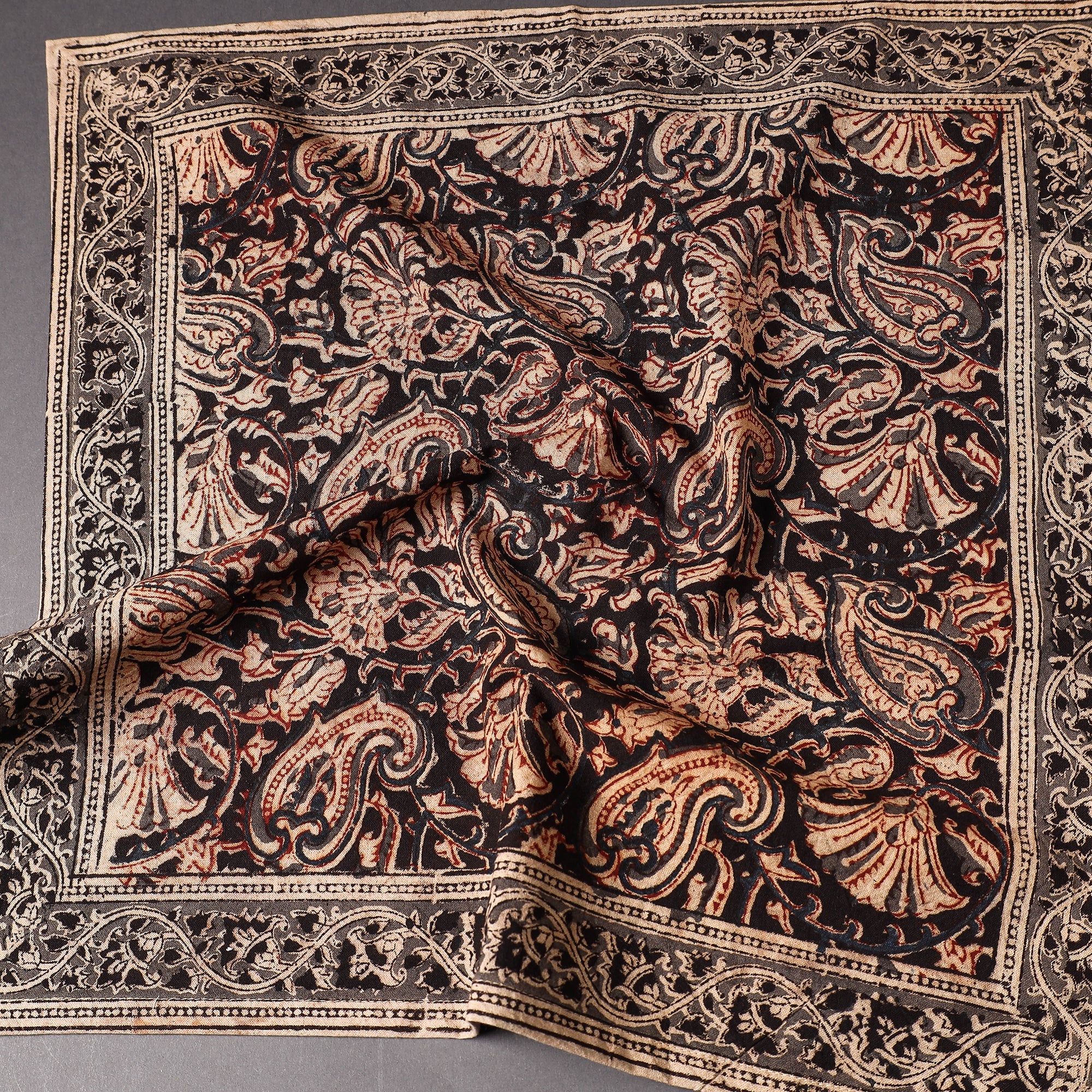 PITCHUKA SRINIVAS KALAMKARI PEDANA Black - Pedana Kalamkari Block Printed Cotton Napkin (18 x 18 in) - view 2