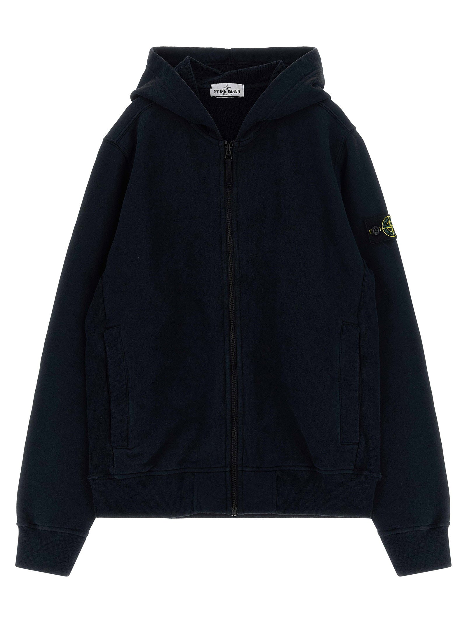 Stone Island Junior Badge Logo Hoodie – 100% cotton