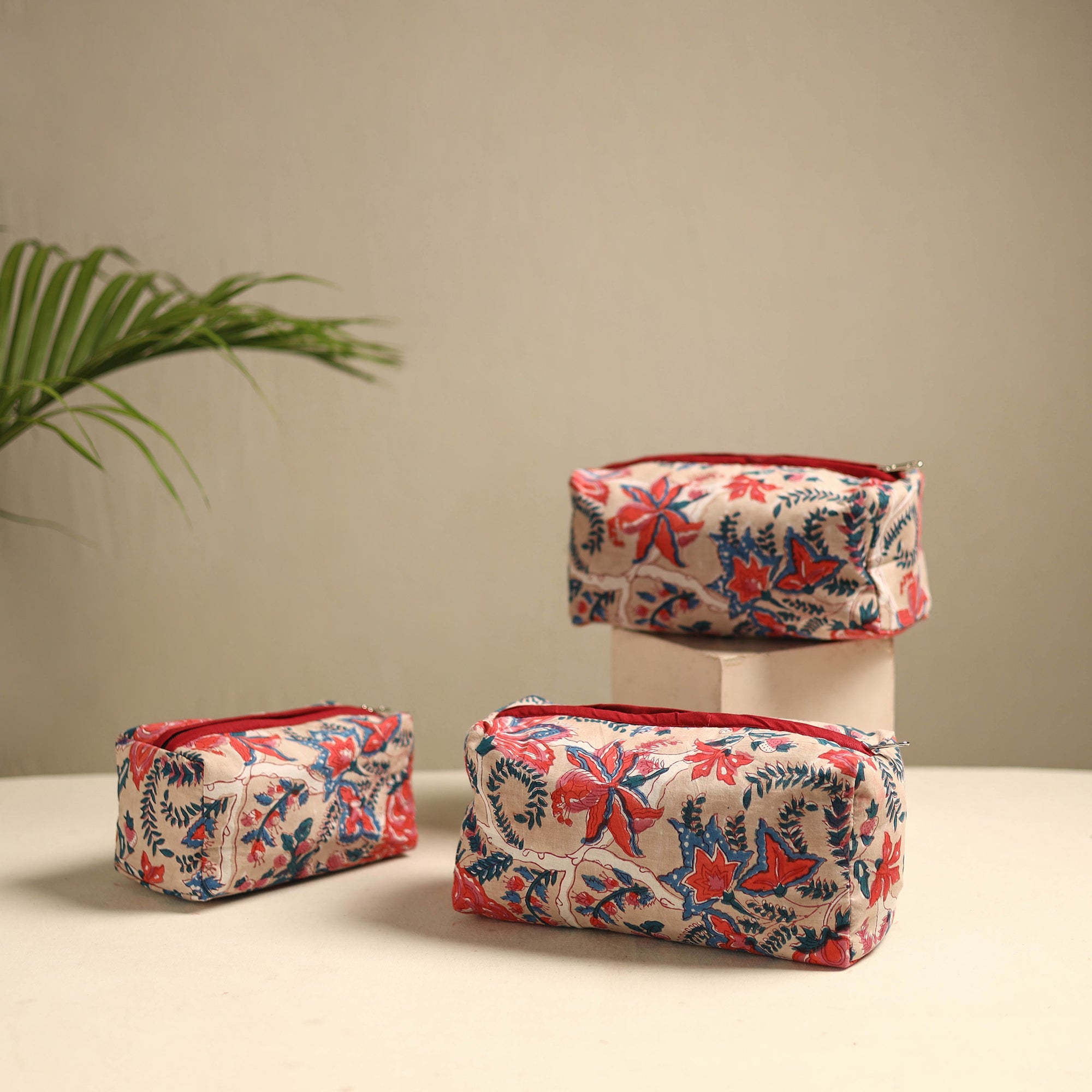 NOORI BAZAR Beige - Multipurpose Handmade Toiletry Bags (Set of 3) 19