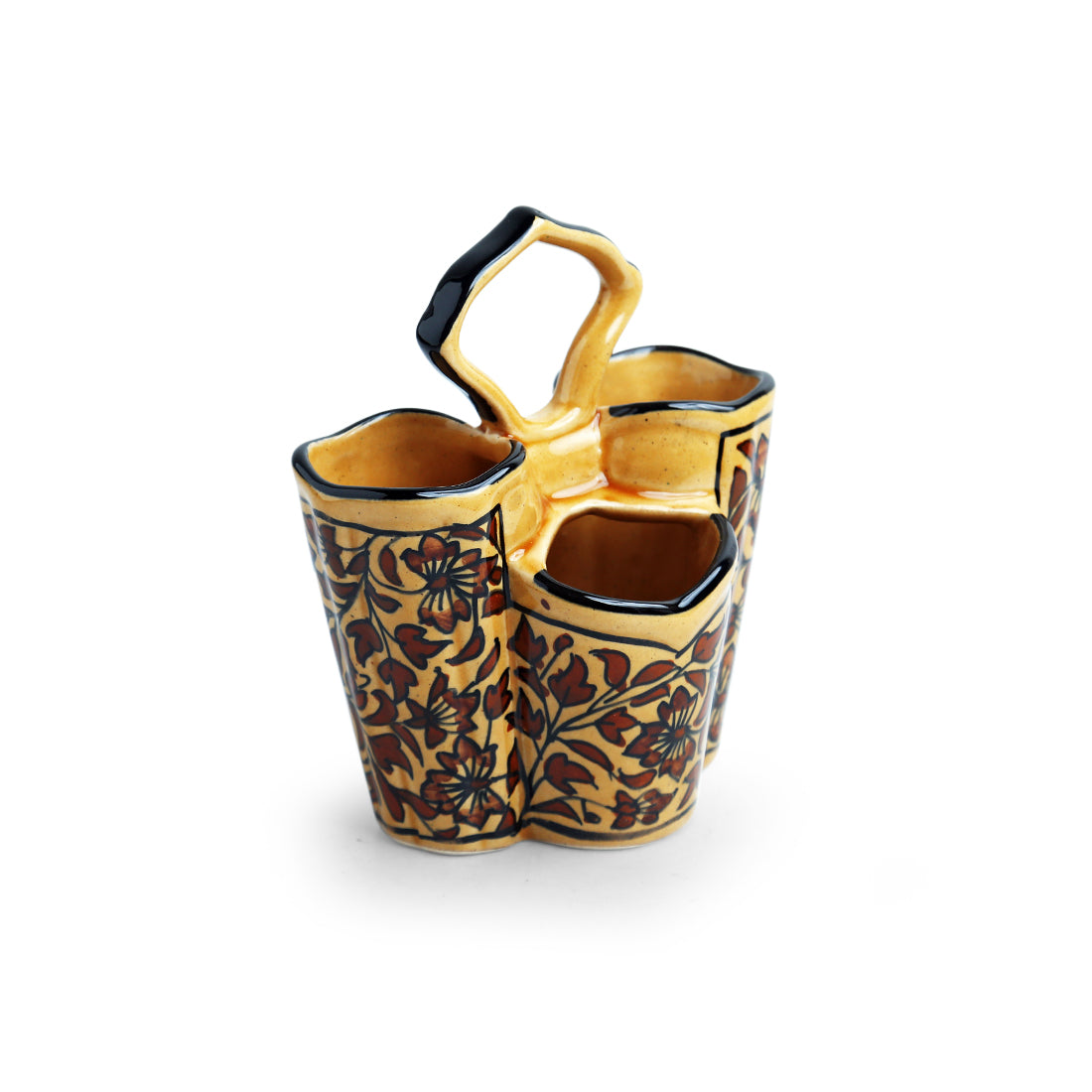 EXCLUSIVELANE 'Mughal Floral' Hand-painted Ceramic Cutlery & Stationery Holder - view 3