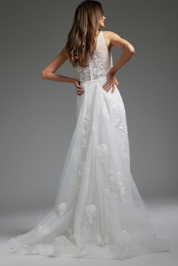 Jovani JB37601 Long Bridal Gown High Slit Wedding Dress - view 2