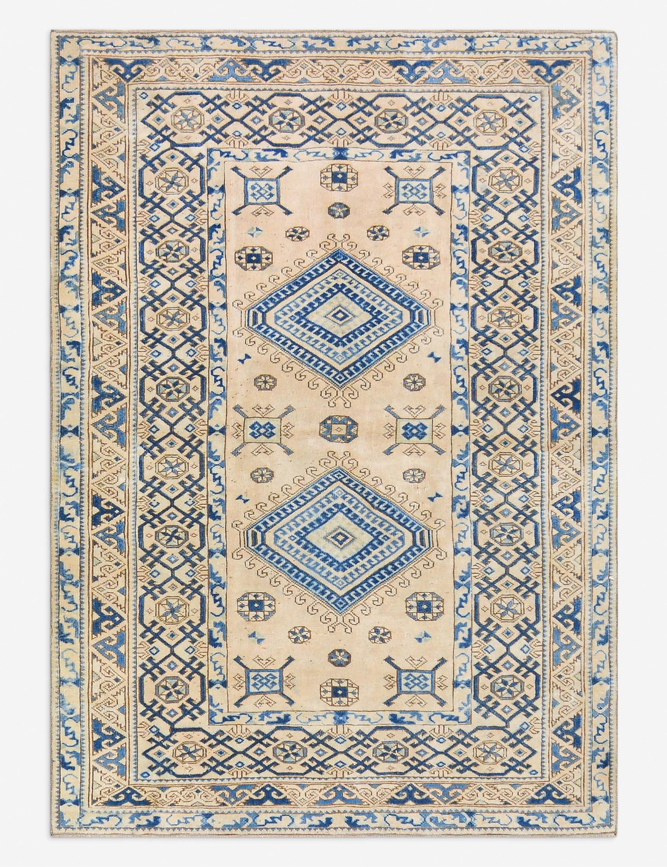 Lulu and Georgia Vintage Turkish Hand-Knotted Wool Rug No. 515, 4' 10" x 6' 9"