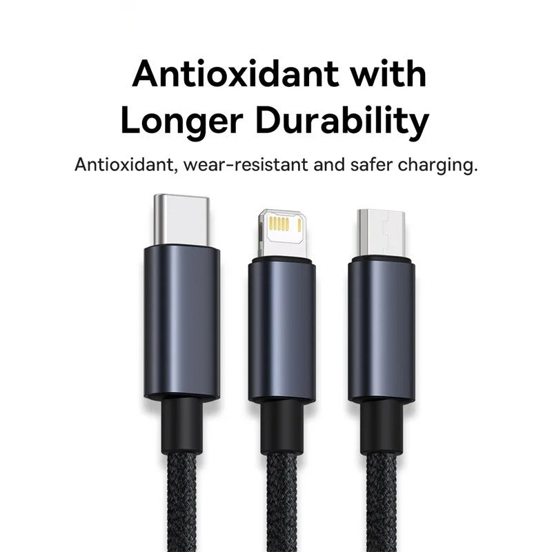 Peeperly Sonic Stream 3 in 1 Type C Lightning And Micro USB Data Cable - view 2