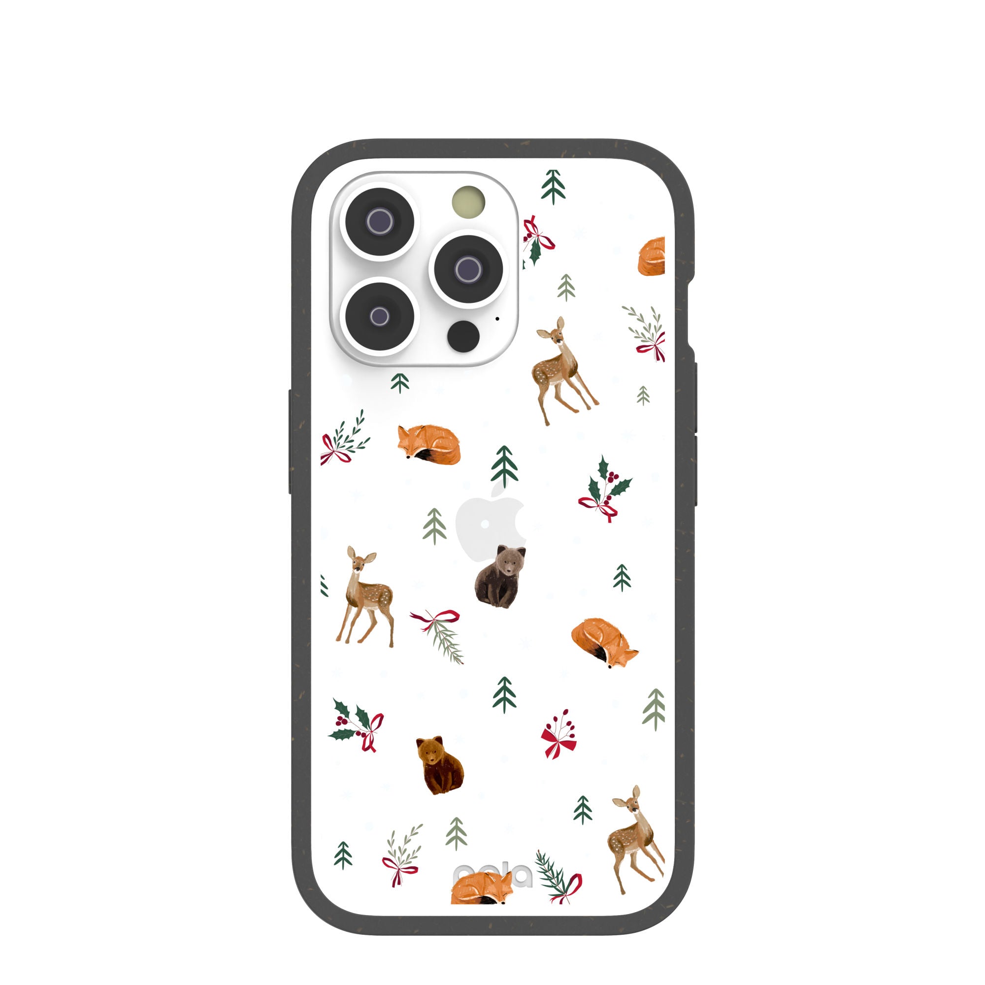 BlackTree Clear Winter Woodland iPhone 14 Pro Case With Black Ridge