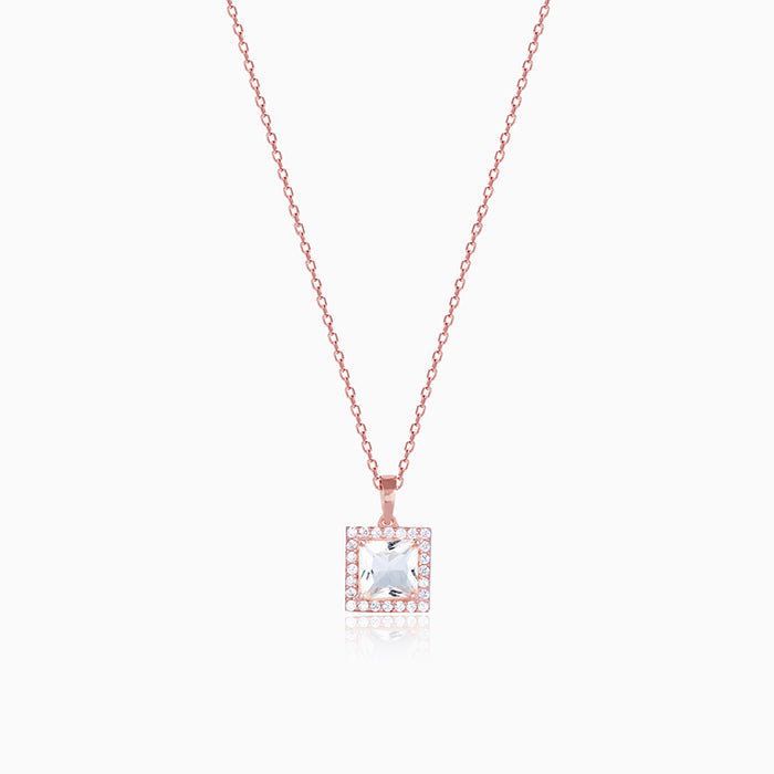 GIVA Jewellery Rose Gold Snow White Pendant With Link Chain
