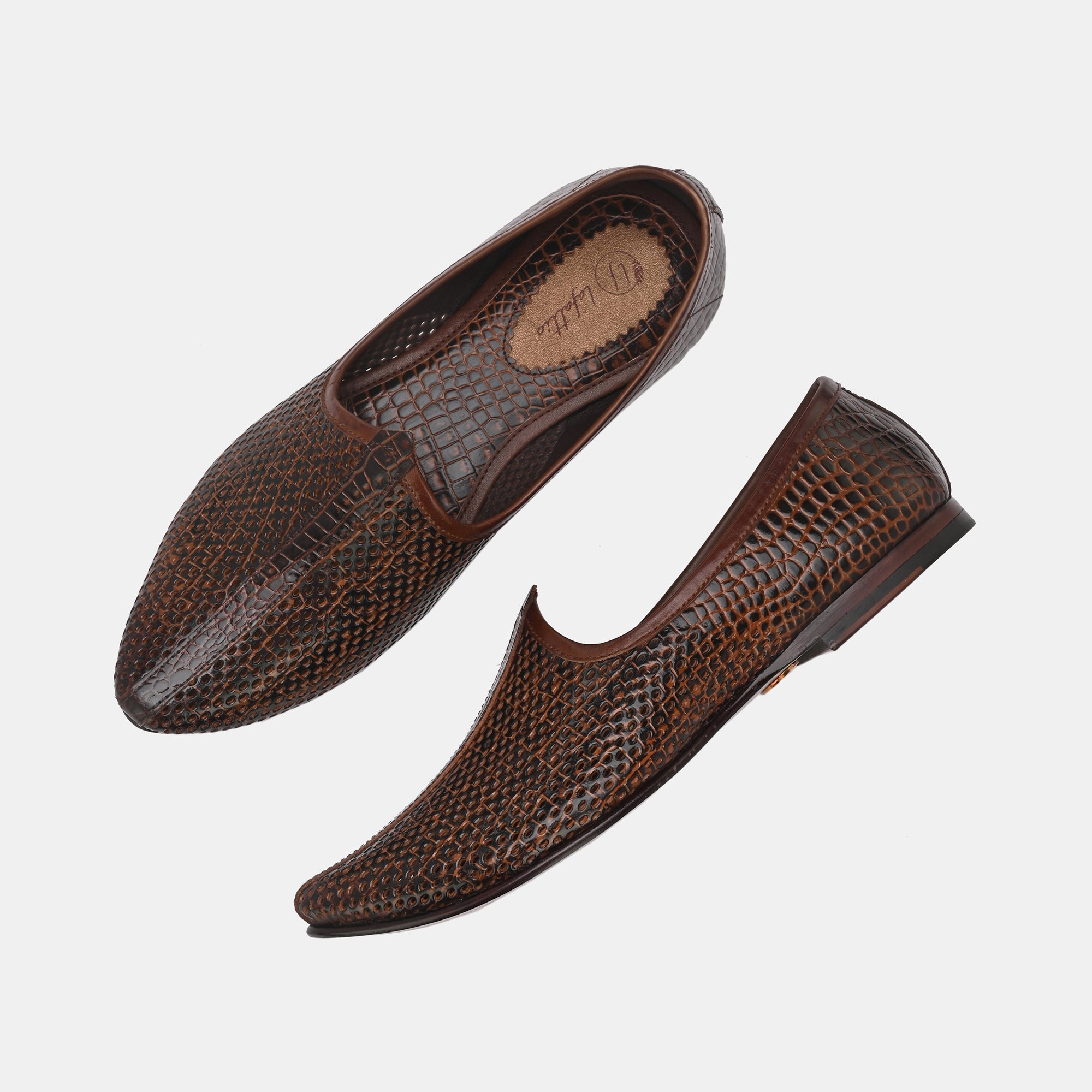Textured Brown Malaga Jooti by Lafattio - view 2