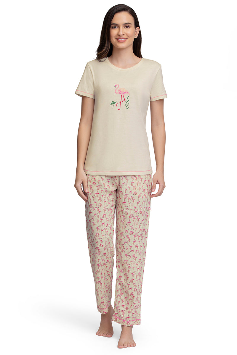 Amante Scoop Neck Sleep Tee - Whitesmoke - view 4